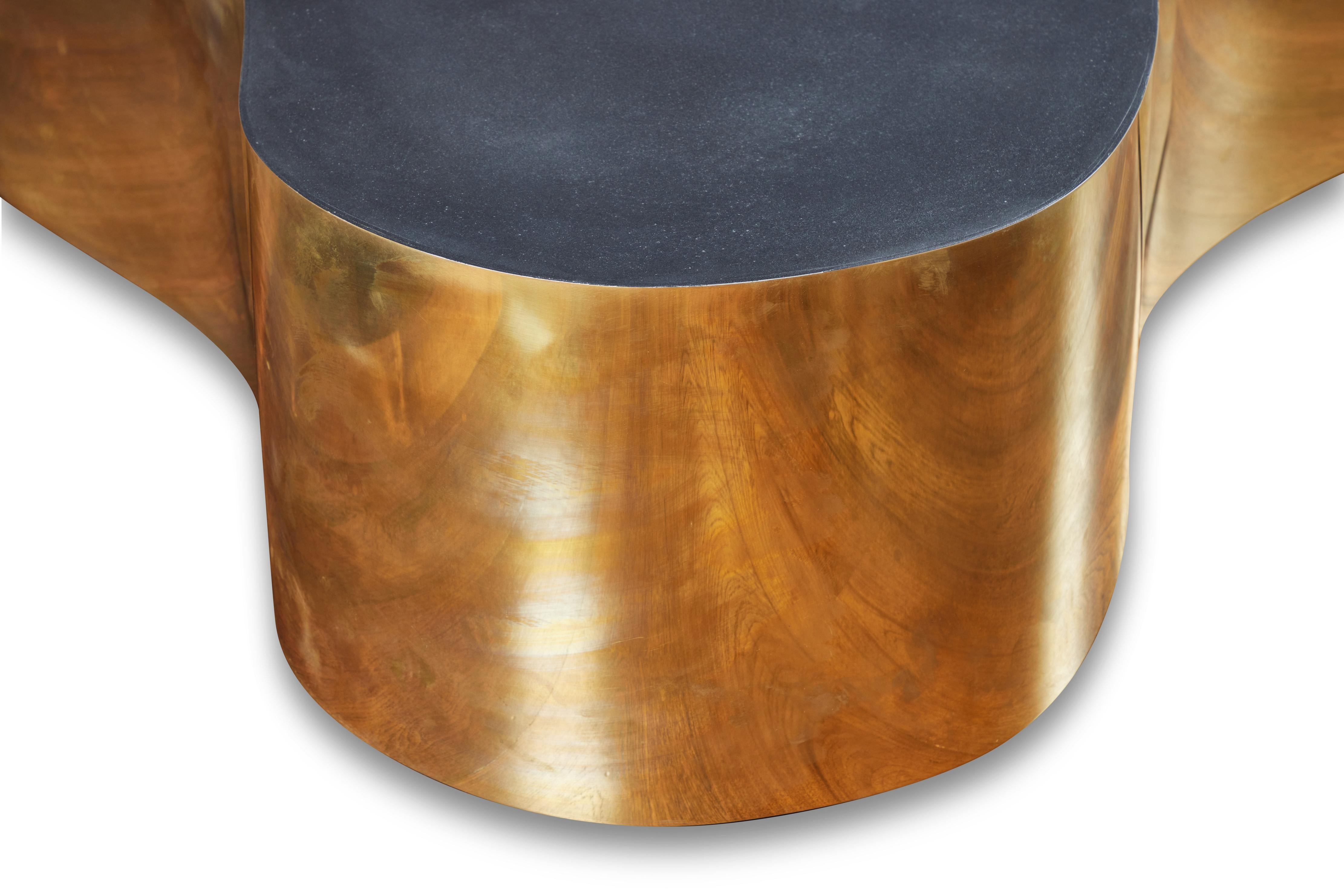 Biomorphic Brass Coffee Table In the Style of Karl Springer 4