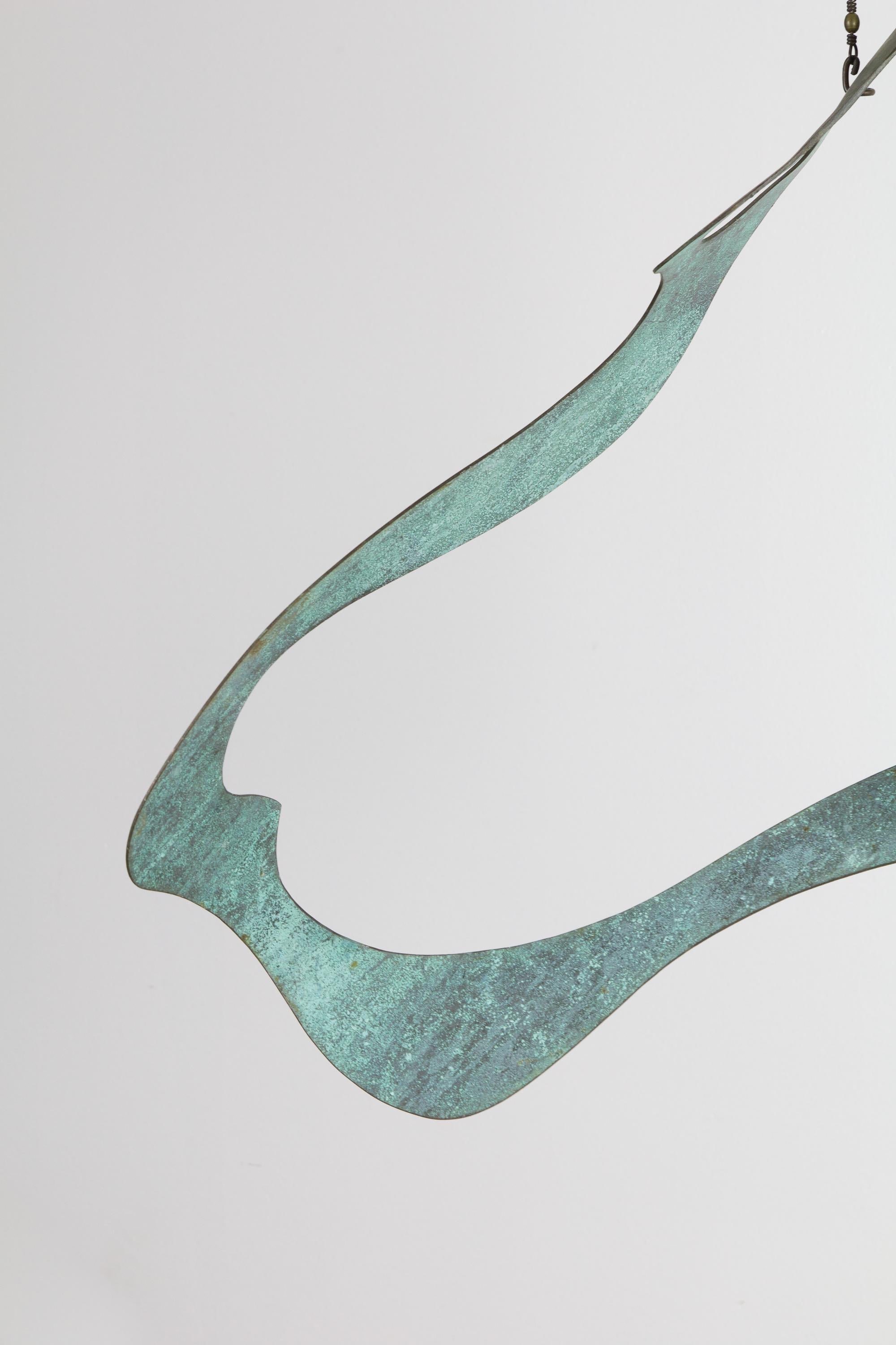 Patinated Biomorphic Bronze Hanging Sculpture For Sale