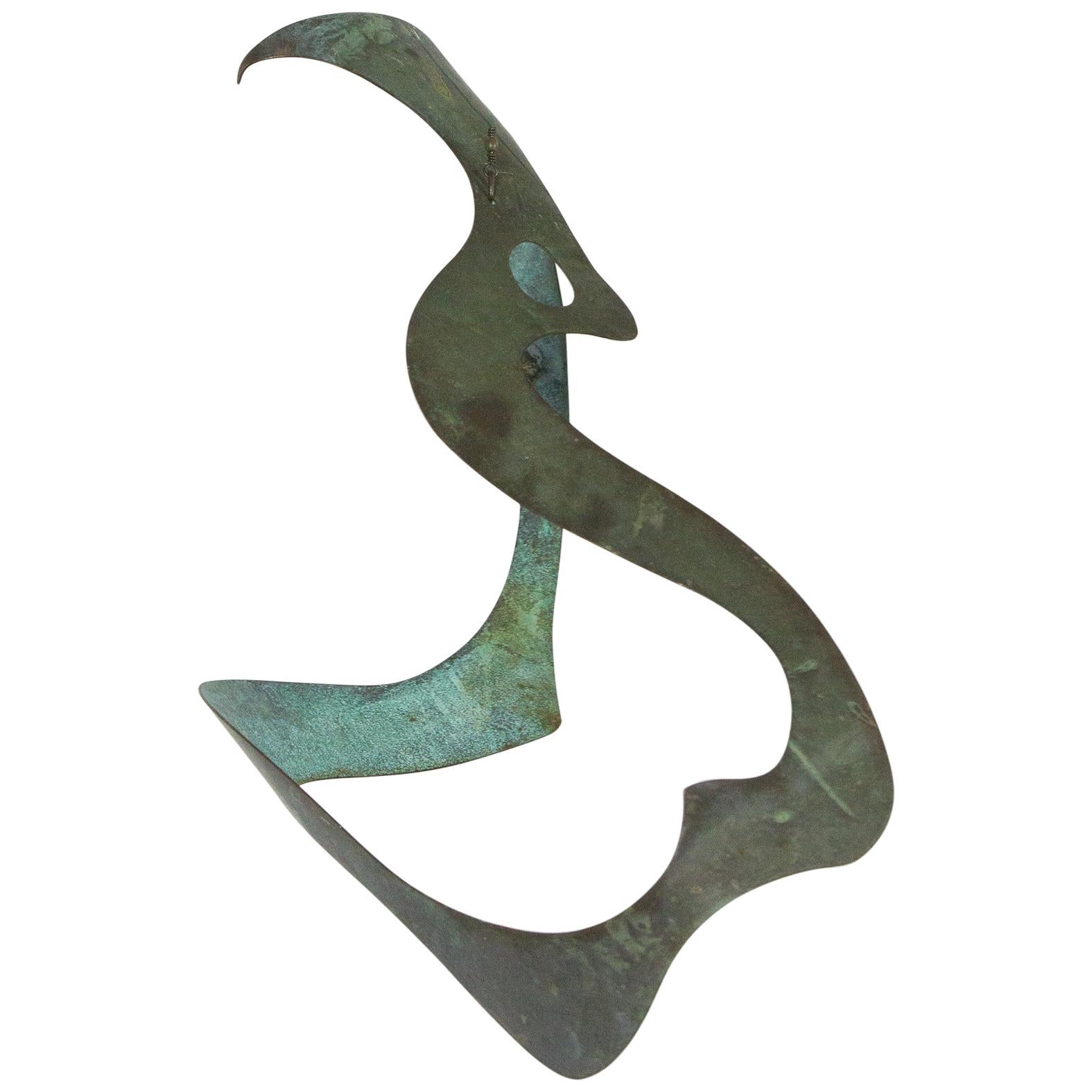Biomorphic Bronze Hanging Sculpture For Sale