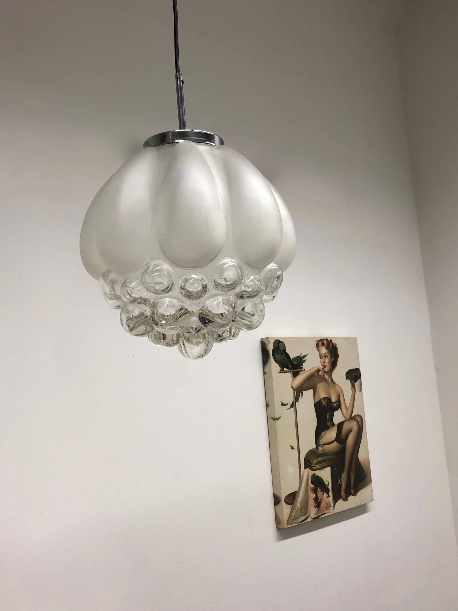 Biomorphic Bubble Glass Pendant Light, 1960s, German In Good Condition In Nuernberg, DE
