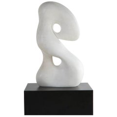 Biomorphic Carrara Marble Sculpture on Pedestal