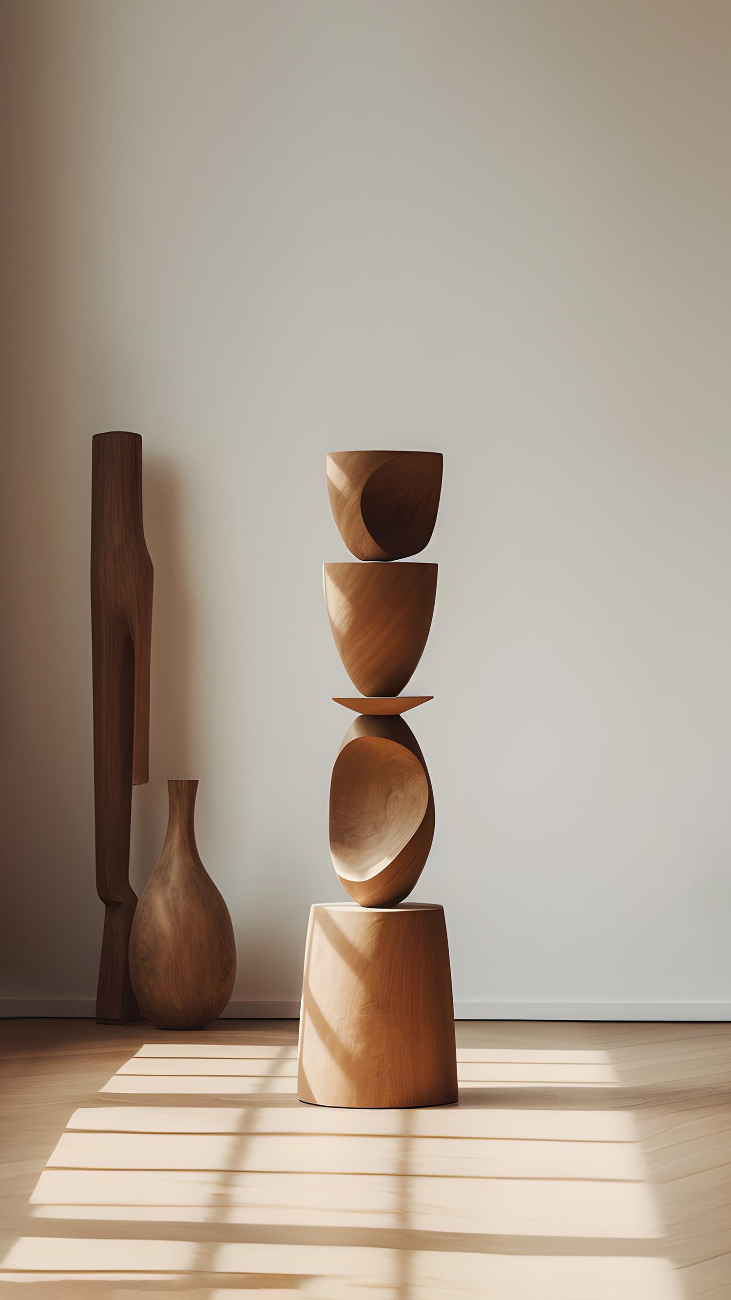 Mexican Still Stand No18: Artistic Tranquility in Tall Wood Sculpture by NONO For Sale