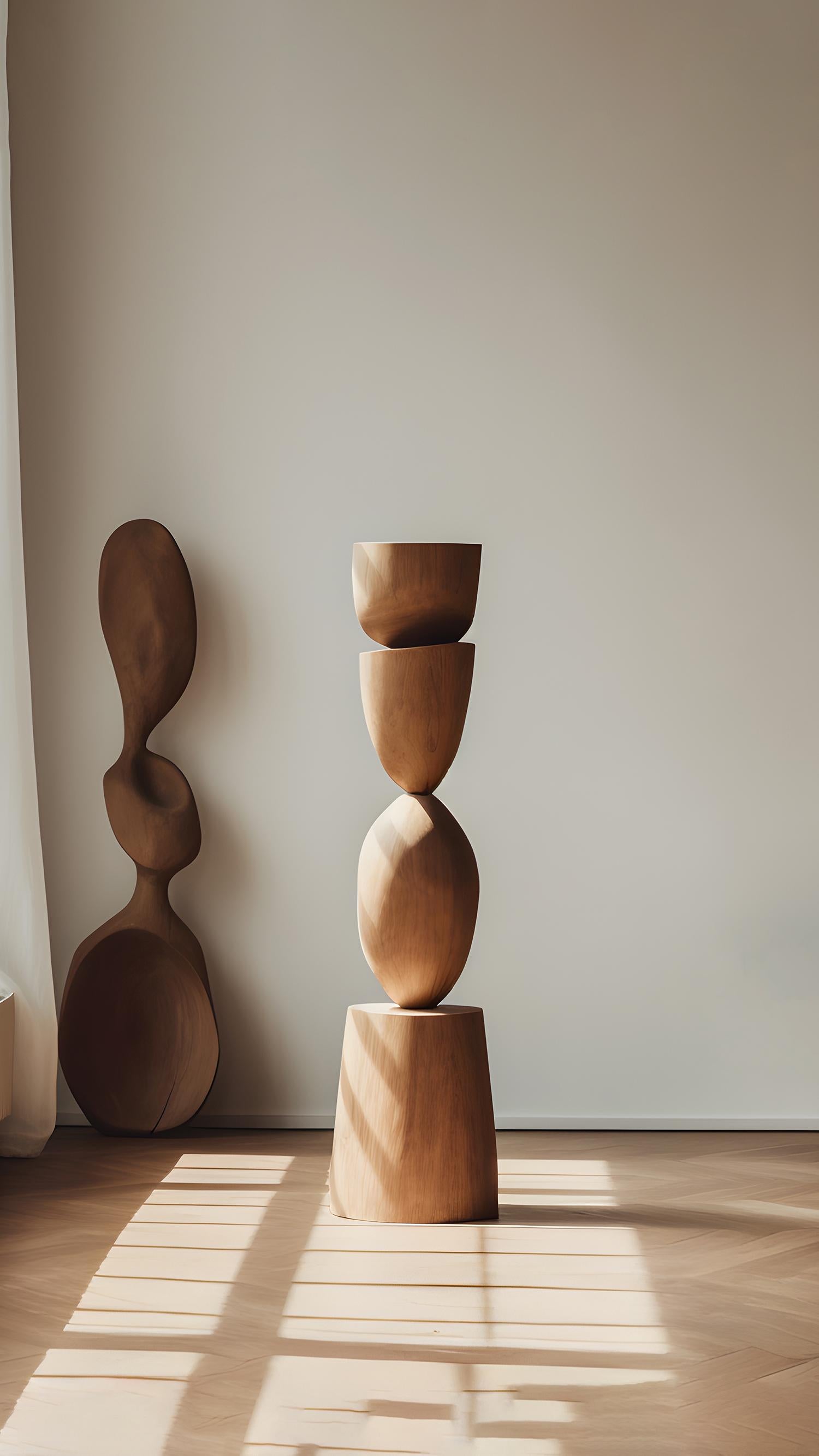 Mexican Still Stand No18: Artistic Tranquility in Tall Wood Sculpture by NONO For Sale