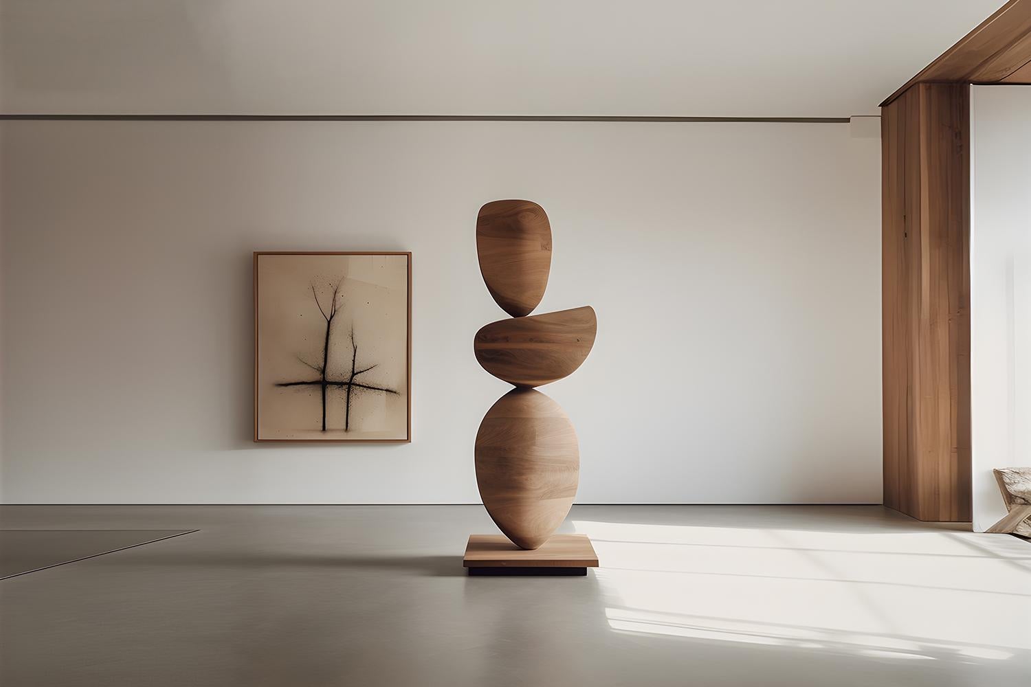 Mid-Century Modern Curved Elegance Still Stand No19: Standing Walnut Totem by Joel Escalona For Sale