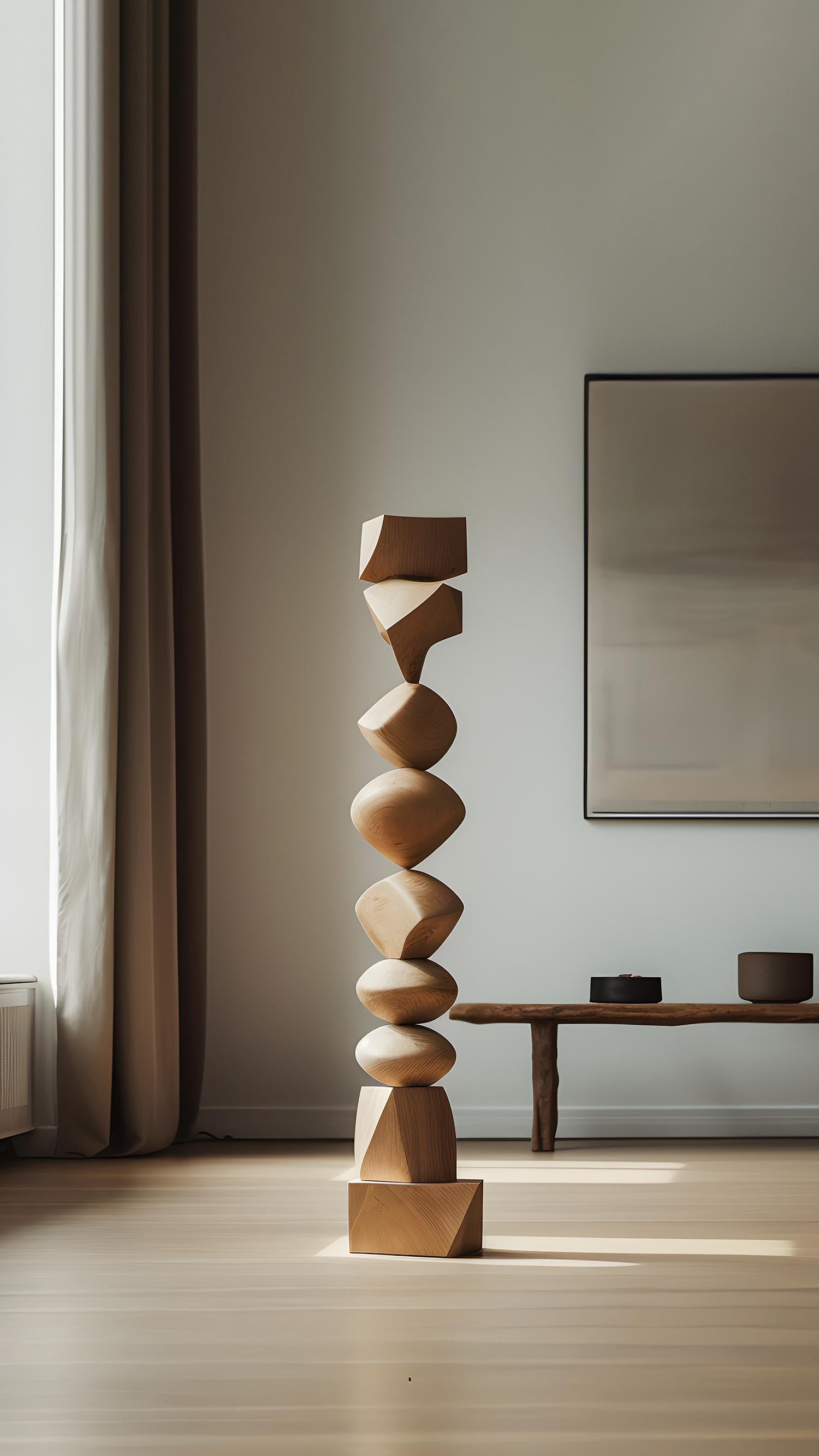 Hand-Crafted Still Stand No20: Serene Wooden Standing Sculpture by NONO, Escalona Designed For Sale
