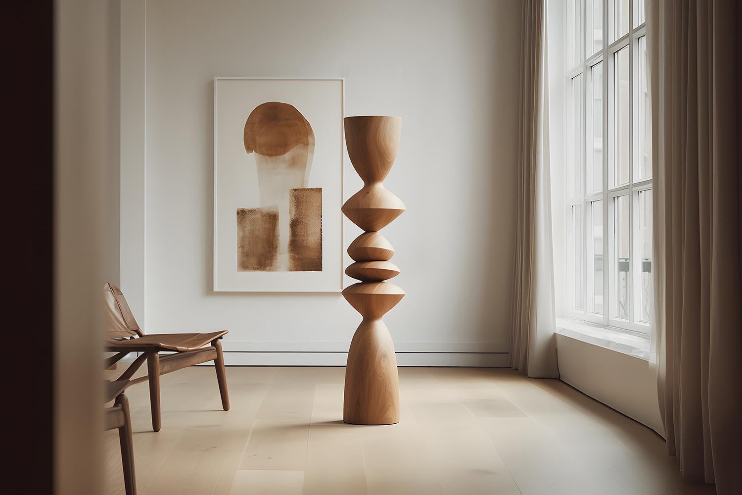 Mid-Century moderno Totem scultoreo in legno da appoggio No21 di NONO, squisito design Escalona in vendita