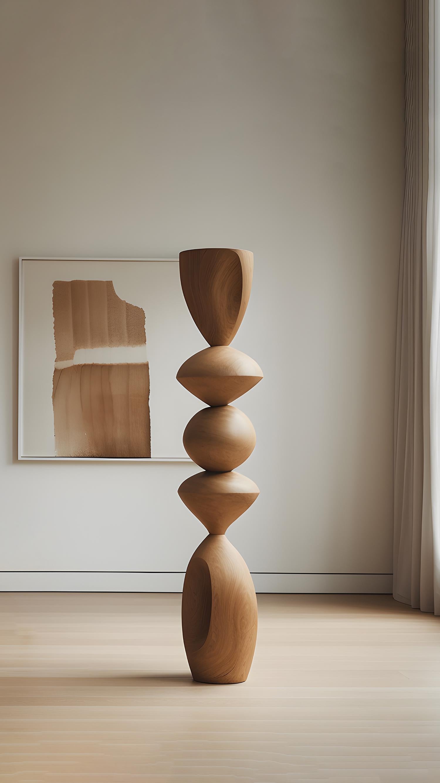 Hand-Crafted Sculptural Wooden Totem Still Stand No21 by NONO, Exquisite Escalona Design For Sale