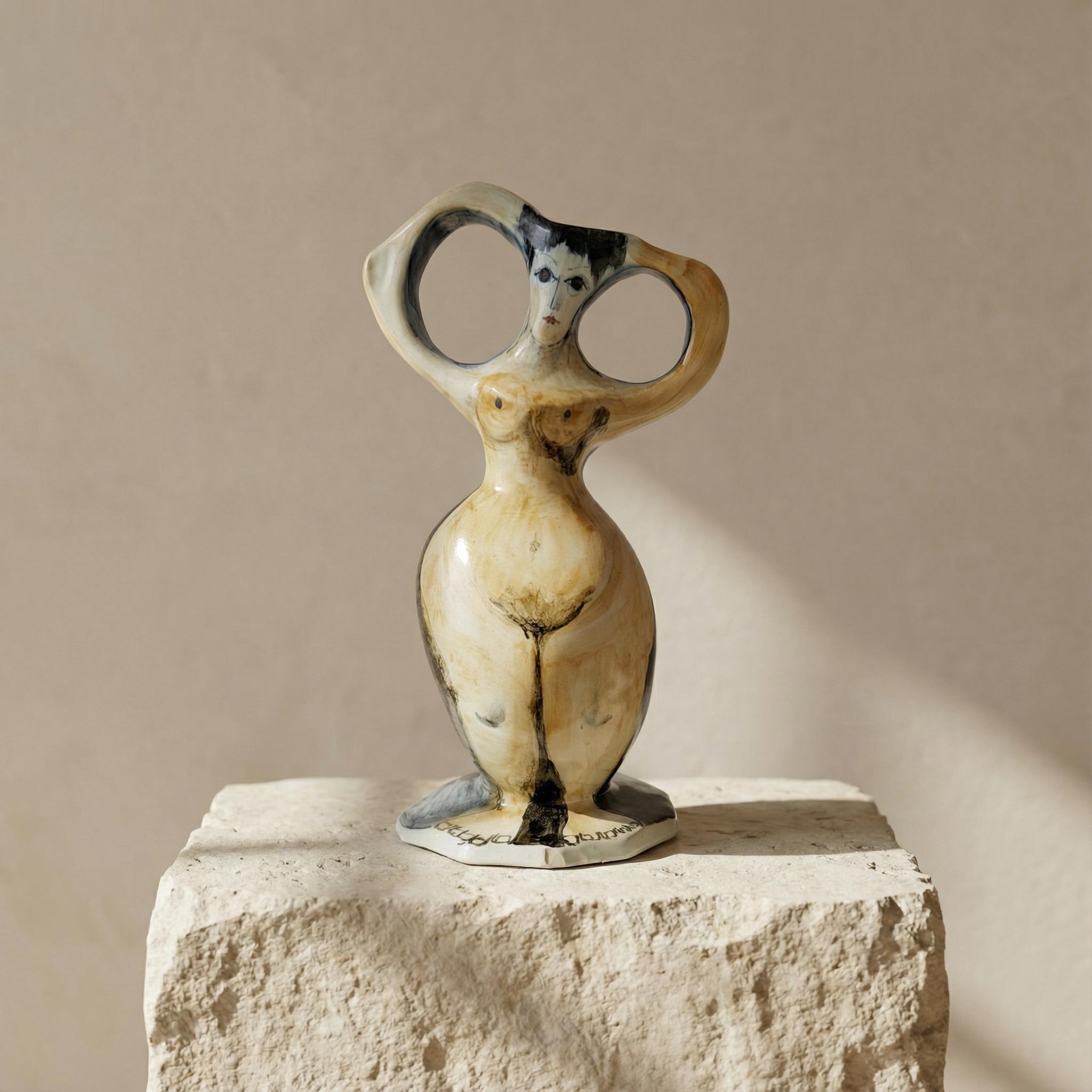 Organique Sculpture biomorphique en céramique de forme féminine Vase Style moderne Europe 20e siècle en vente