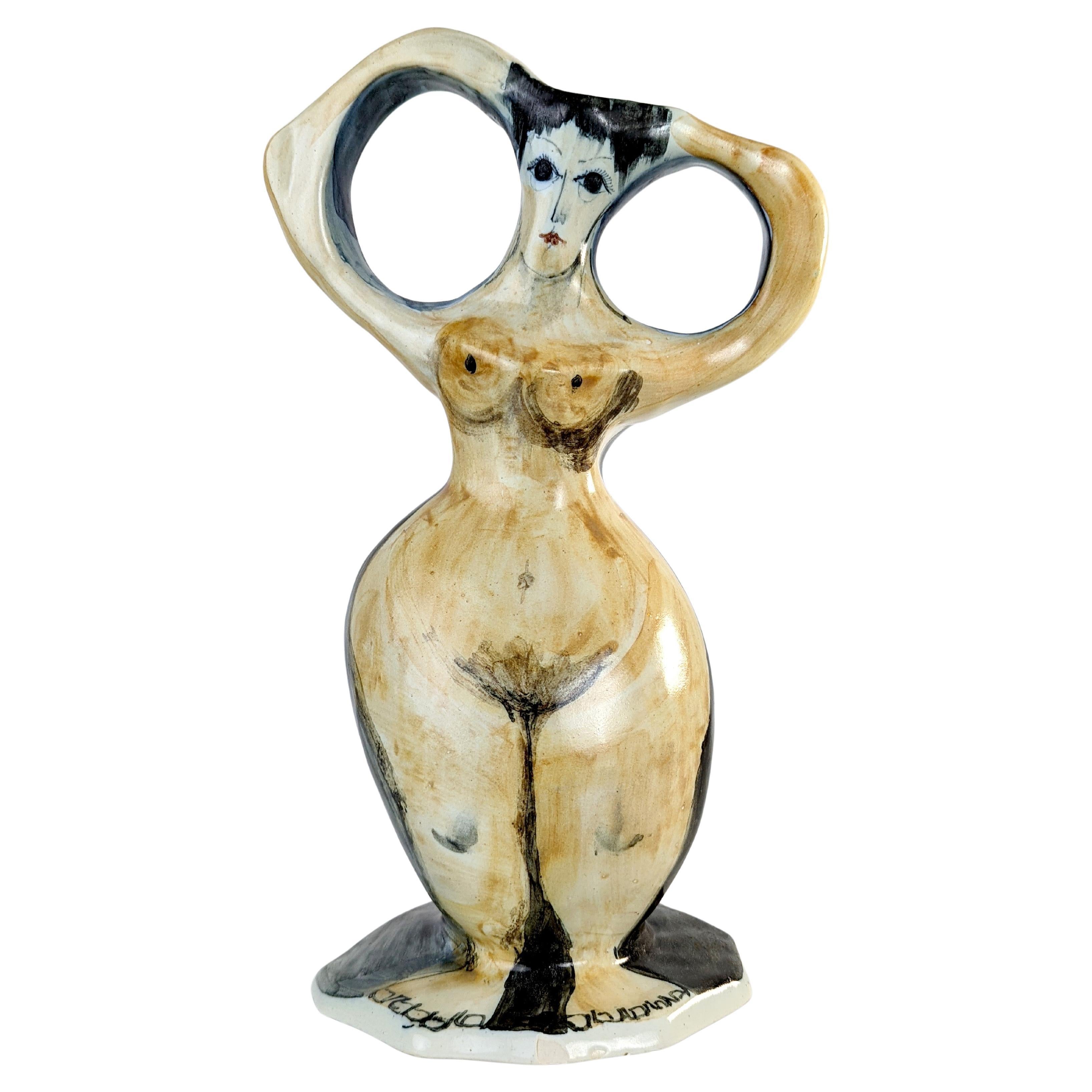 Biomorphic Ceramic Female Form Sculpture Vase Modern Style Europe 20th Century