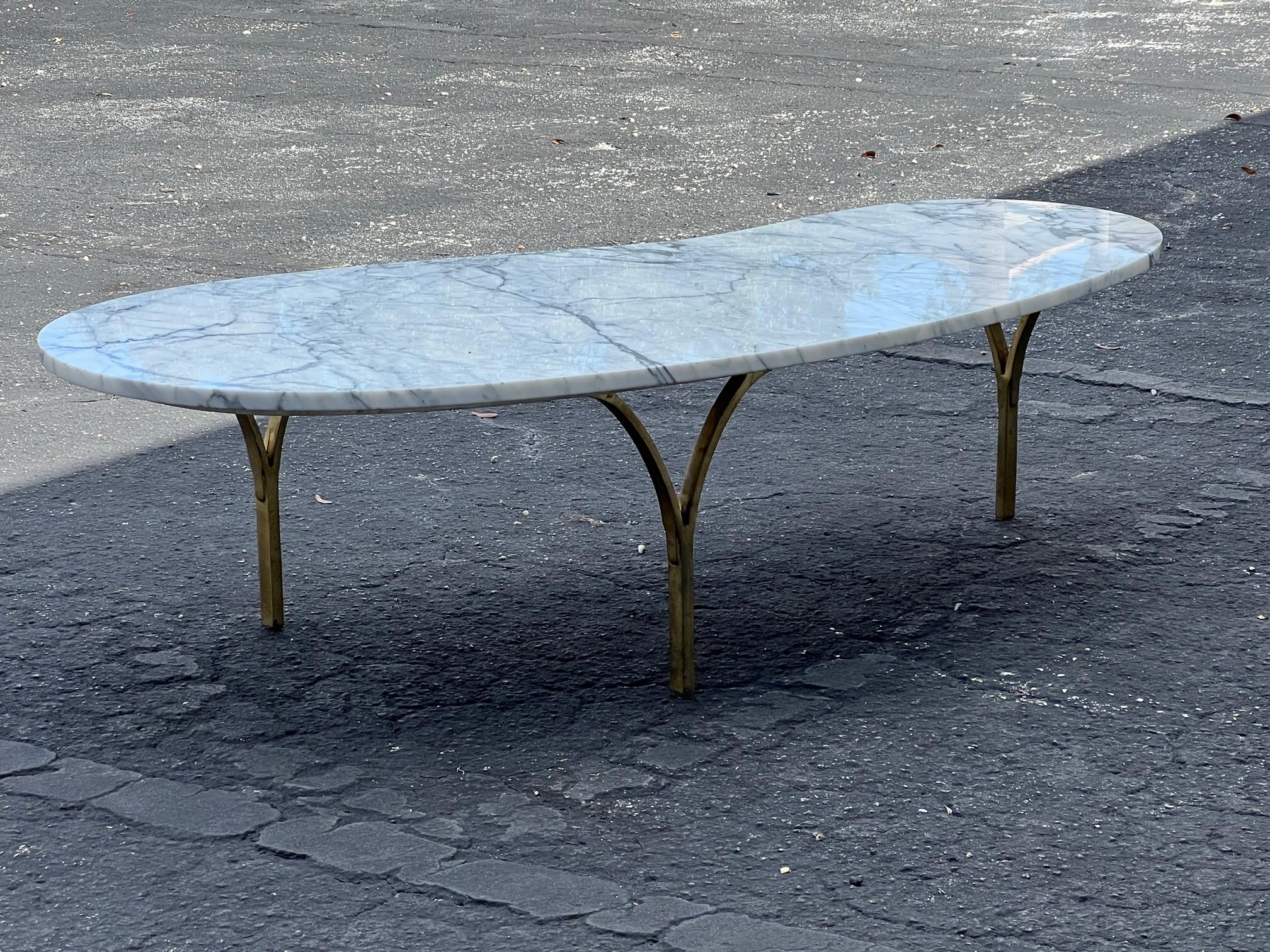 Biomorphic Coffee Table With Italian Marble Top  For Sale 11