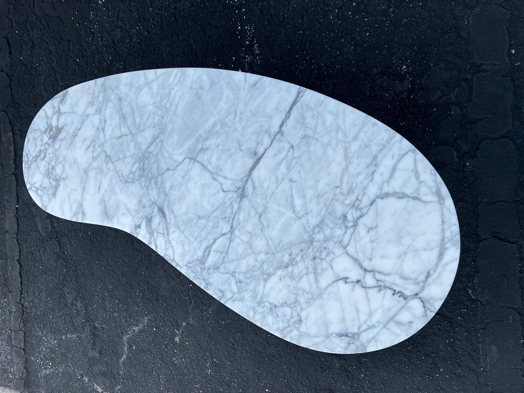 Mid-Century Modern Biomorphic Coffee Table With Italian Marble Top  For Sale