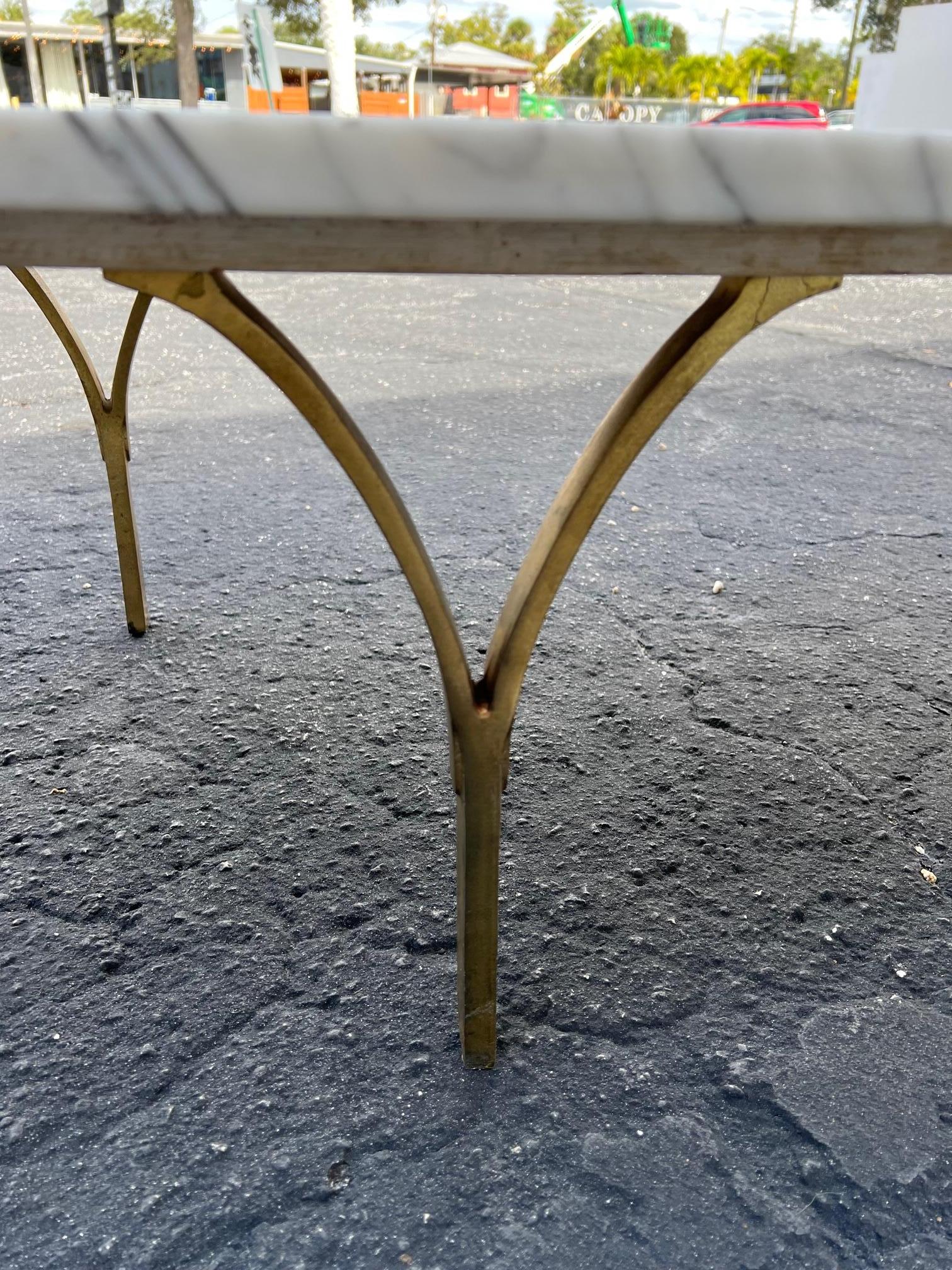 Mid-20th Century Biomorphic Coffee Table With Italian Marble Top  For Sale