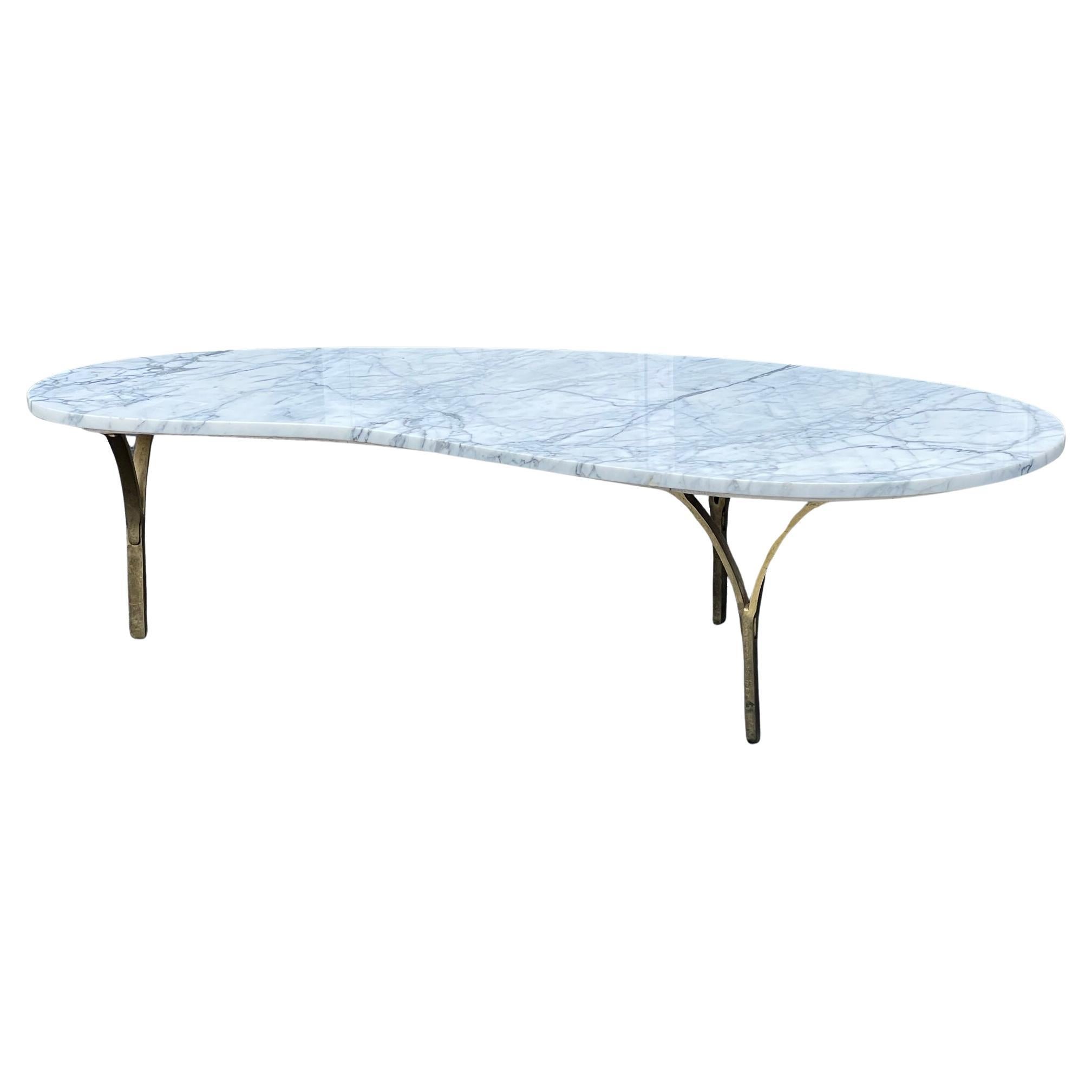 Biomorphic Coffee Table With Italian Marble Top  For Sale