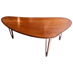 Biomorphic Danish Teak Coffee Table by B. C. Mobler