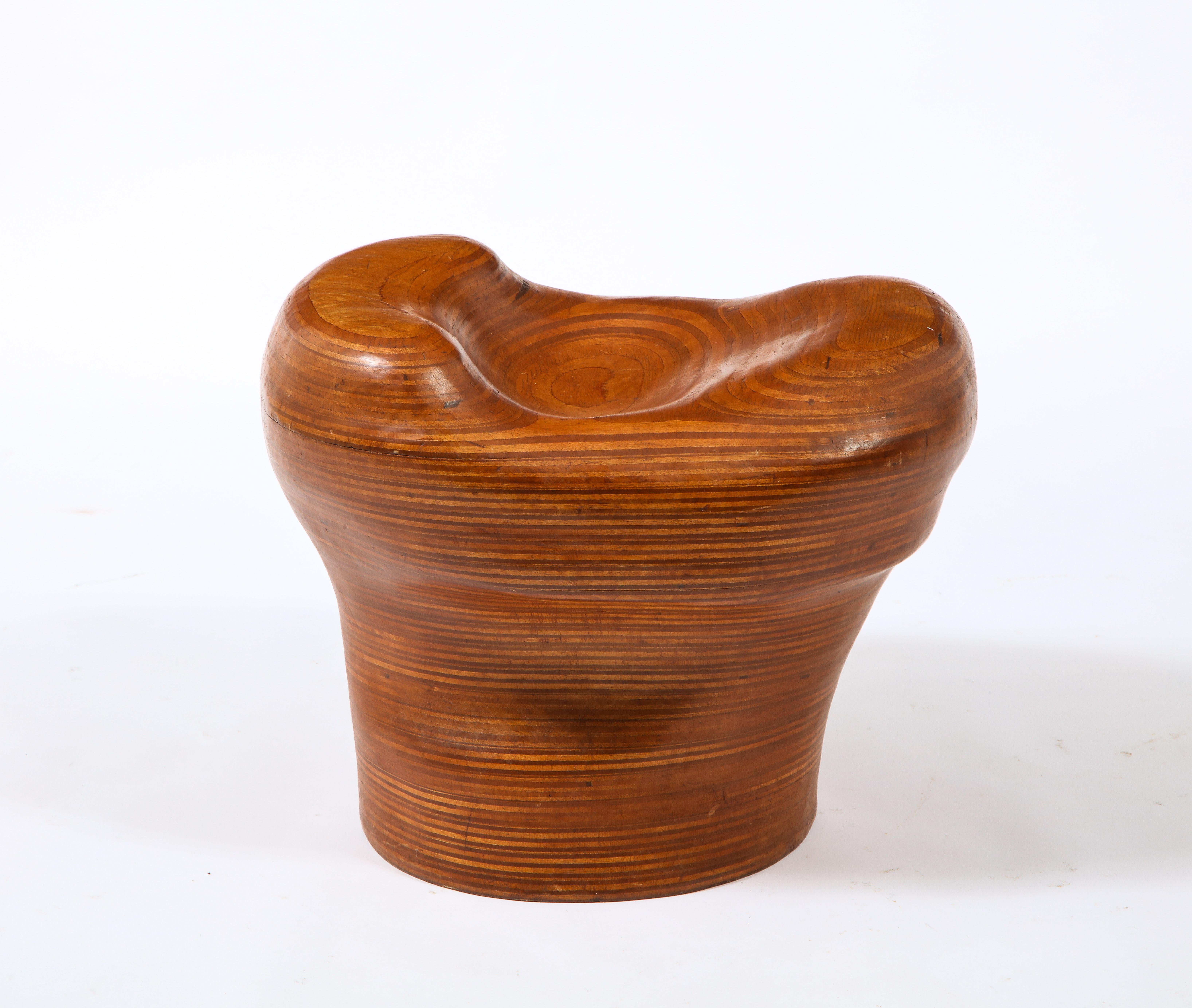 Denis Cospen Biomorphic Stool in Laminated Wood, France 1960's For Sale 4