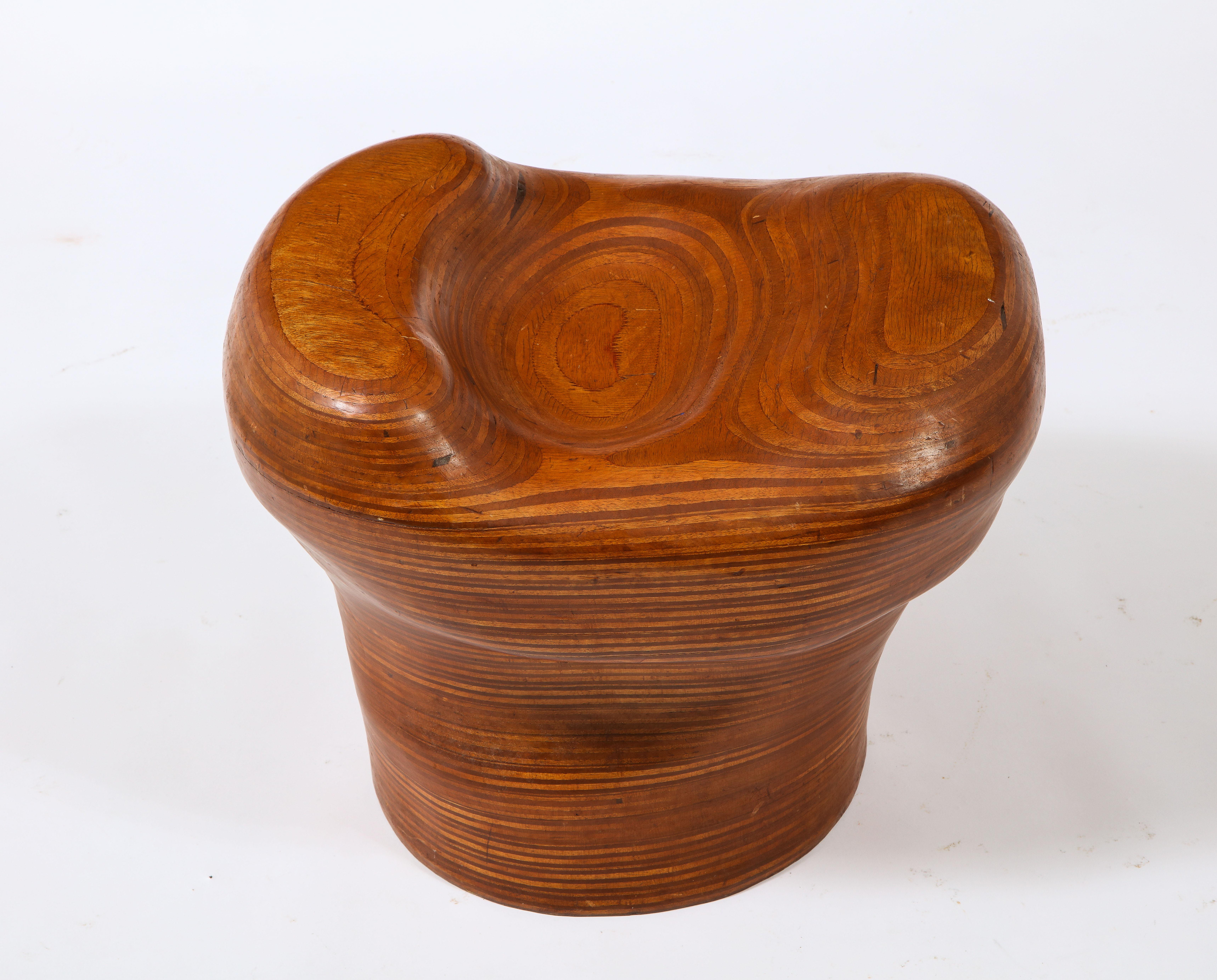 Denis Cospen Biomorphic Stool in Laminated Wood, France 1960's For Sale 5