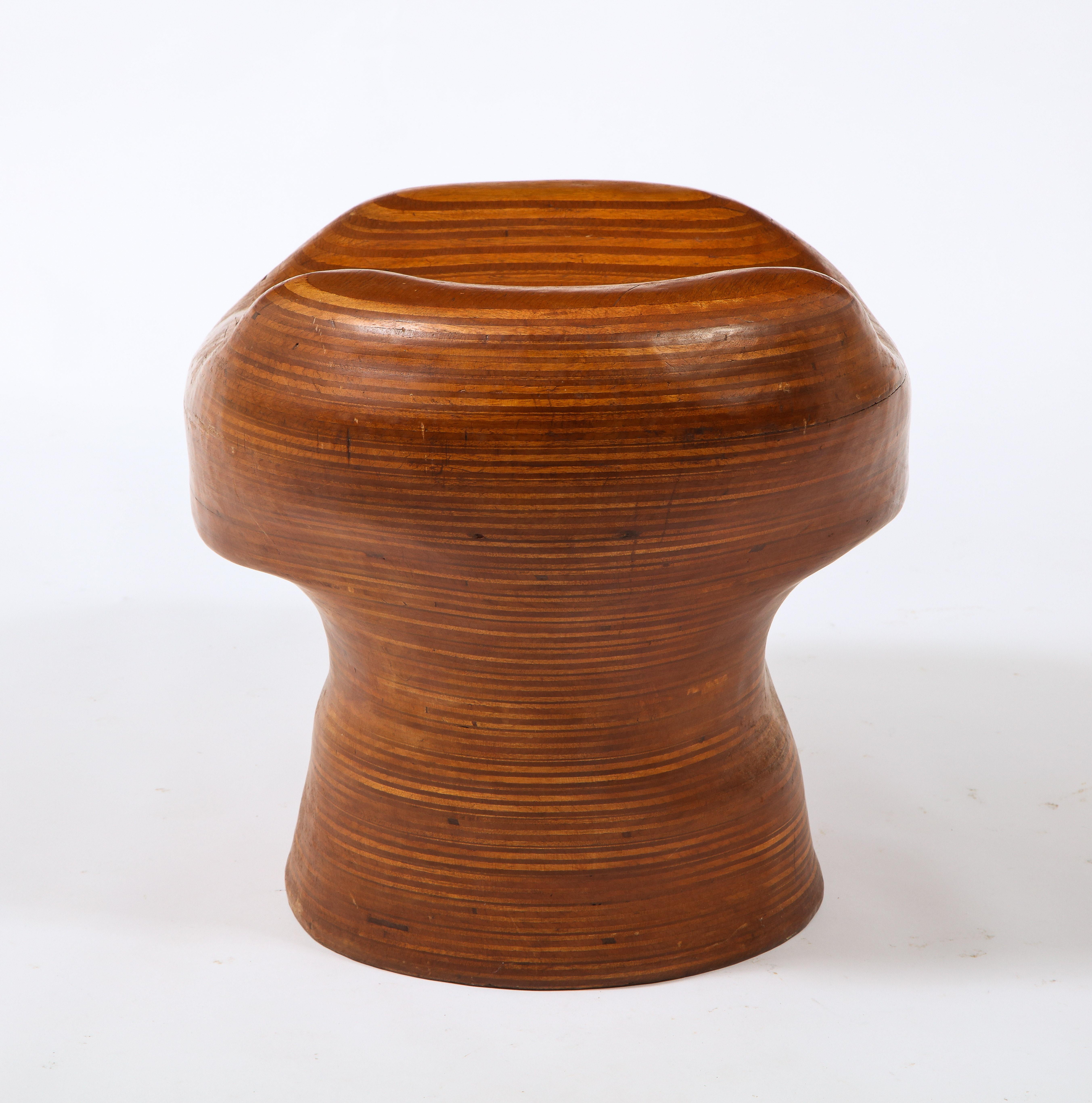 Denis Cospen Biomorphic Stool in Laminated Wood, France 1960's For Sale 8