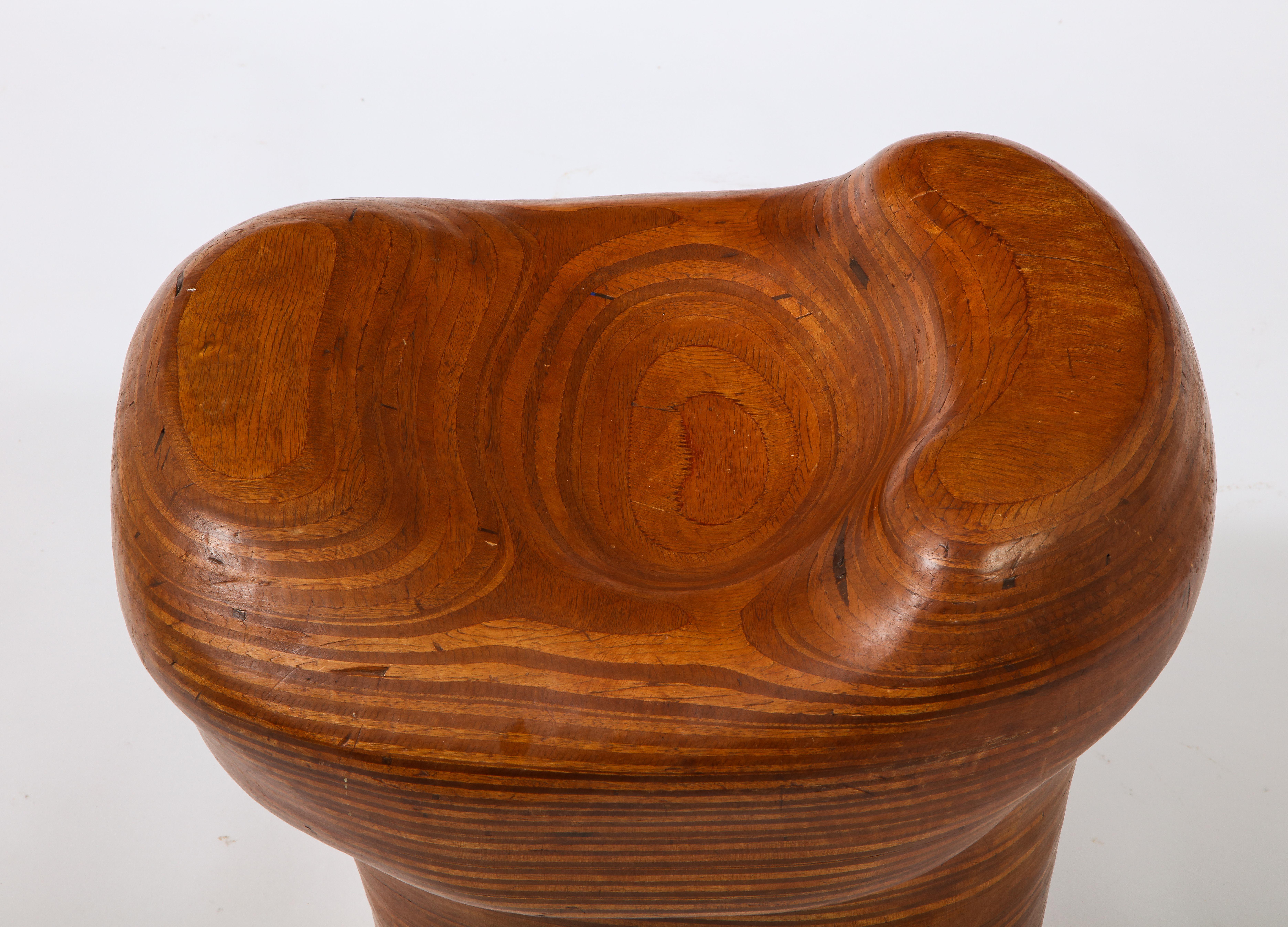 French Denis Cospen Biomorphic Stool in Laminated Wood, France 1960's For Sale