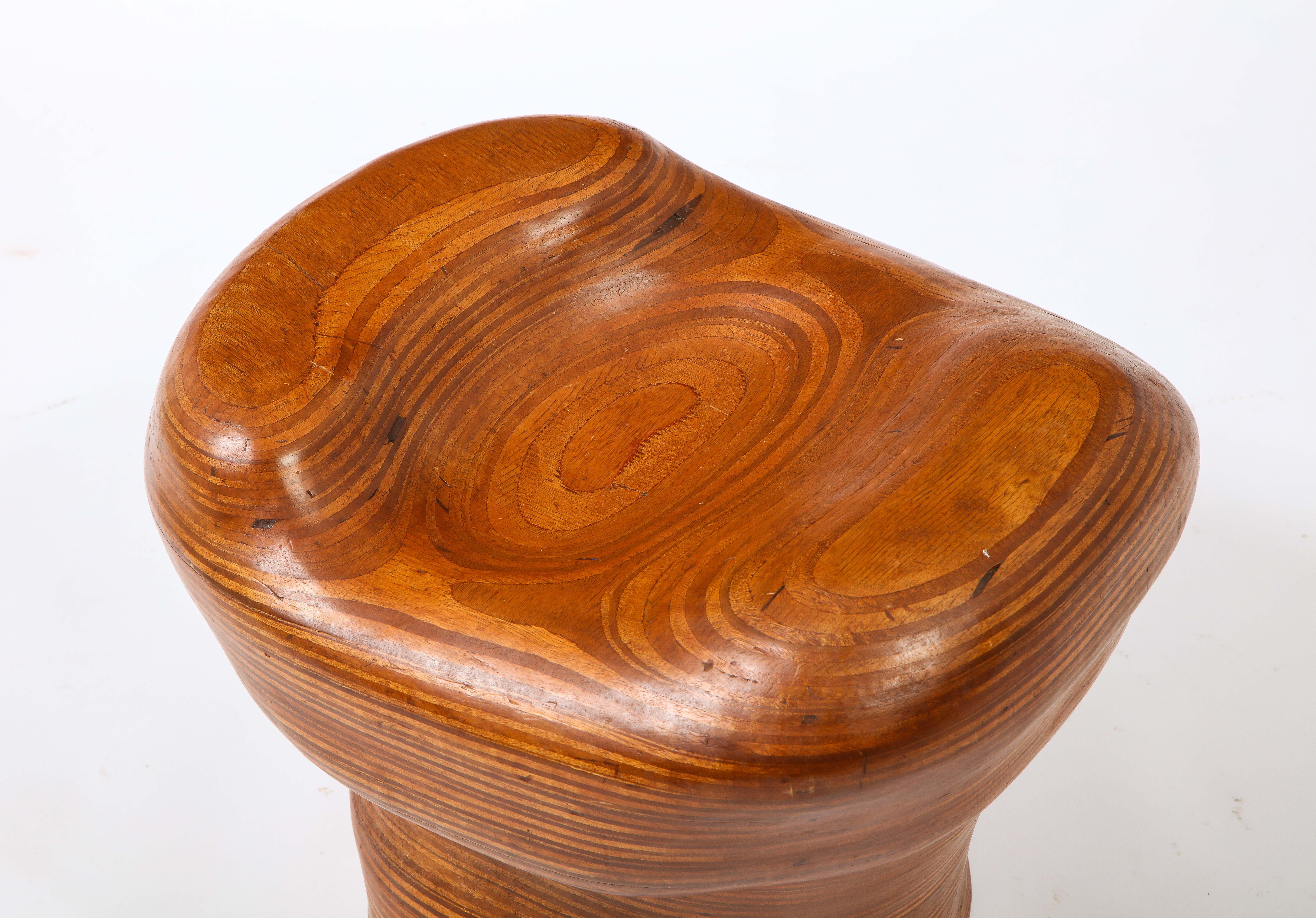 Denis Cospen Biomorphic Stool in Laminated Wood, France 1960's 3