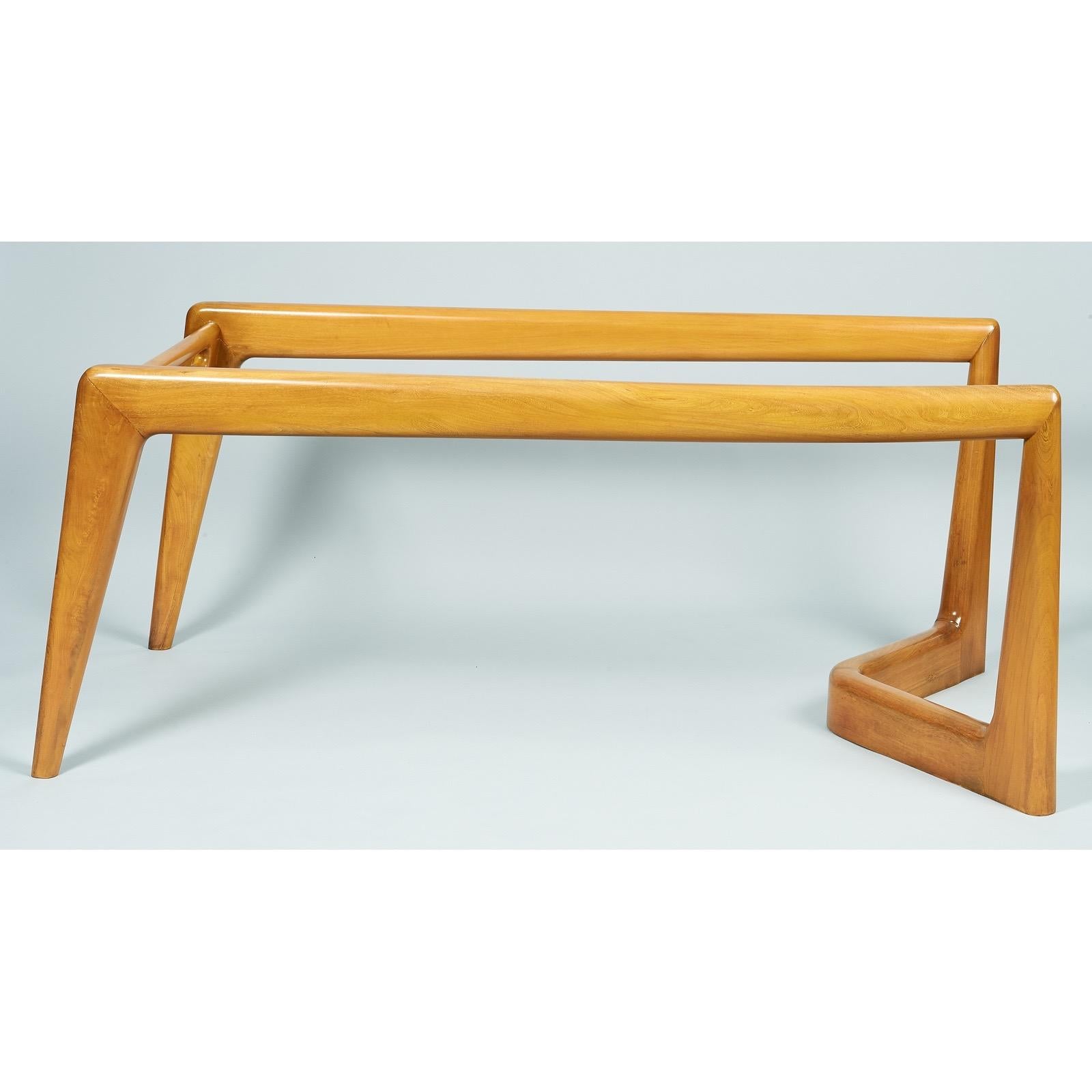 Tavolo da pranzo biomorfo monumentale di Pierluigi Giordani, Wood + vetro, Italia anni '50 in vendita 3