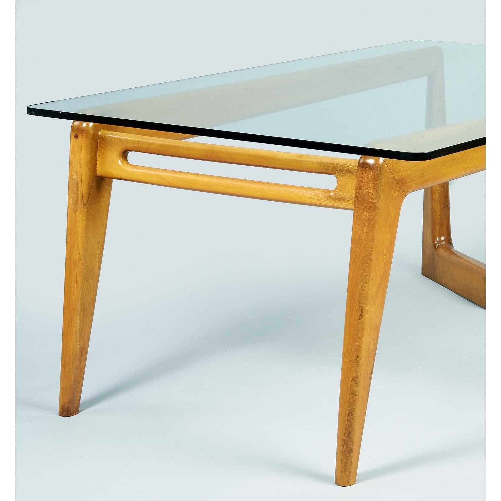 Pierluigi Giordani Monumental Biomorphic Dining Table, Wood + Glass, Italy 1950s For Sale 5