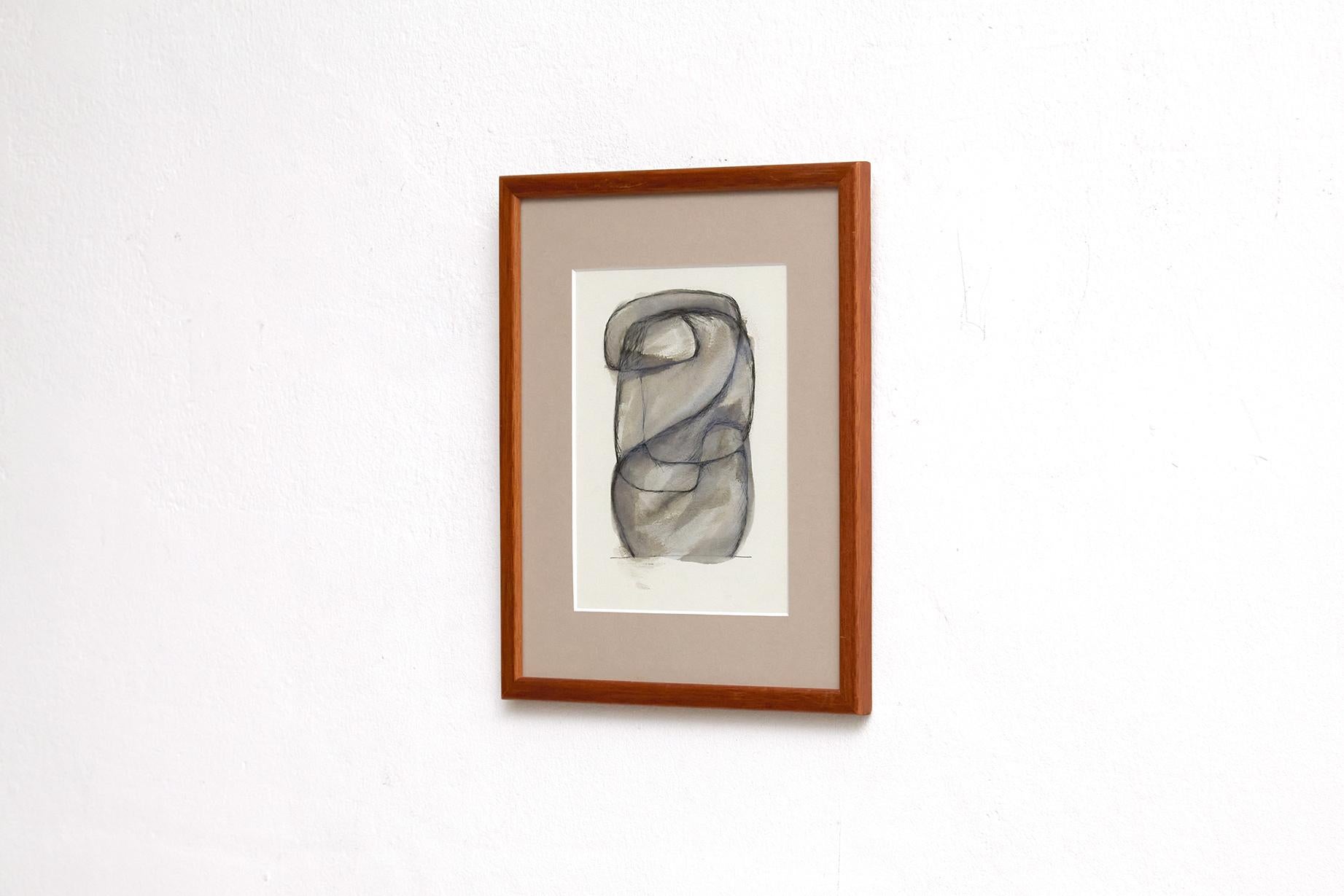 Mid-Century Modern 'Biomorphic Drawing 0002' - Ink on Paper by David Nobaru For Sale