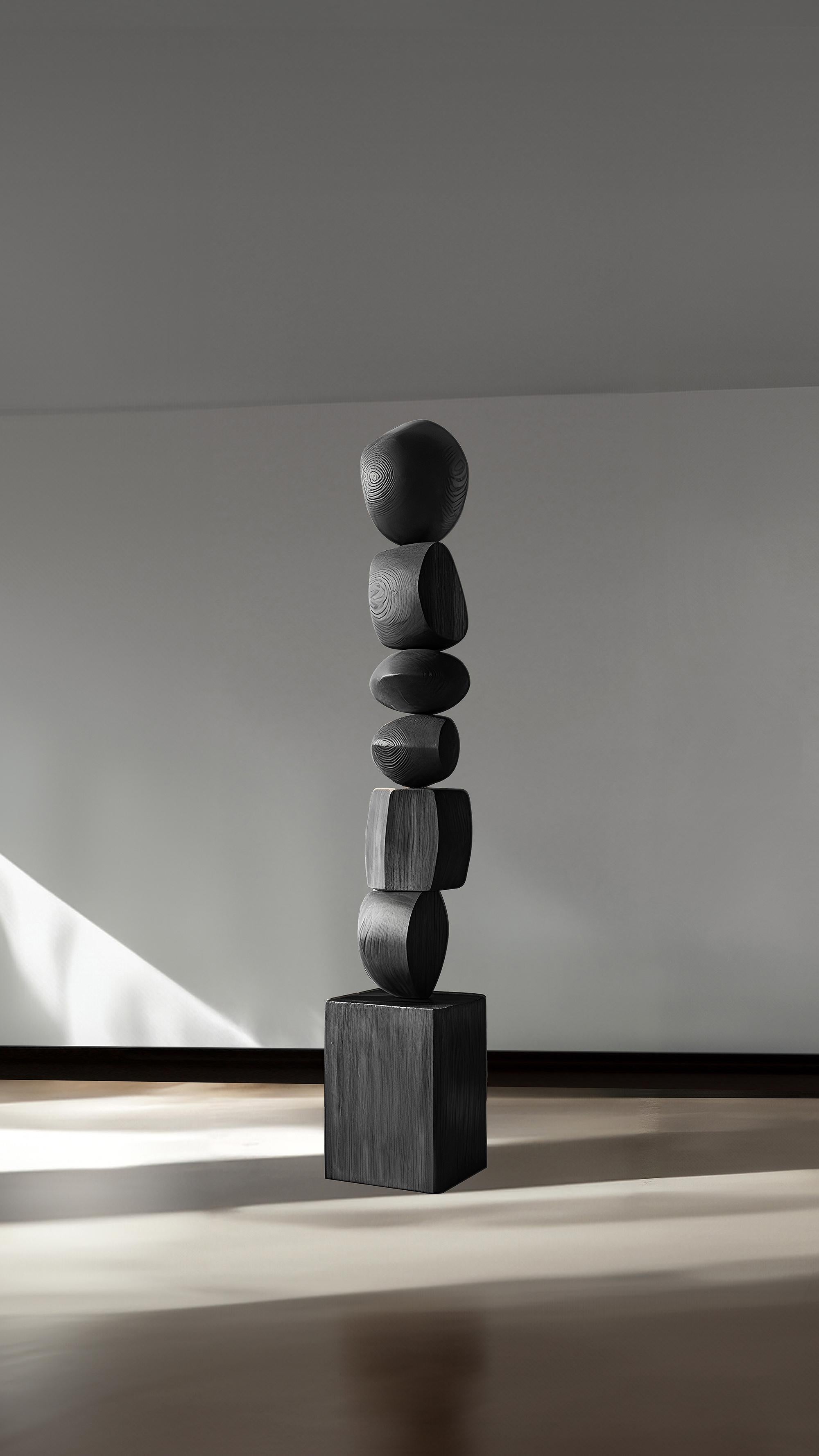 Hand-Crafted Biomorphic Elegance, Black Solid Wood by NONO, Still Stand No83 For Sale