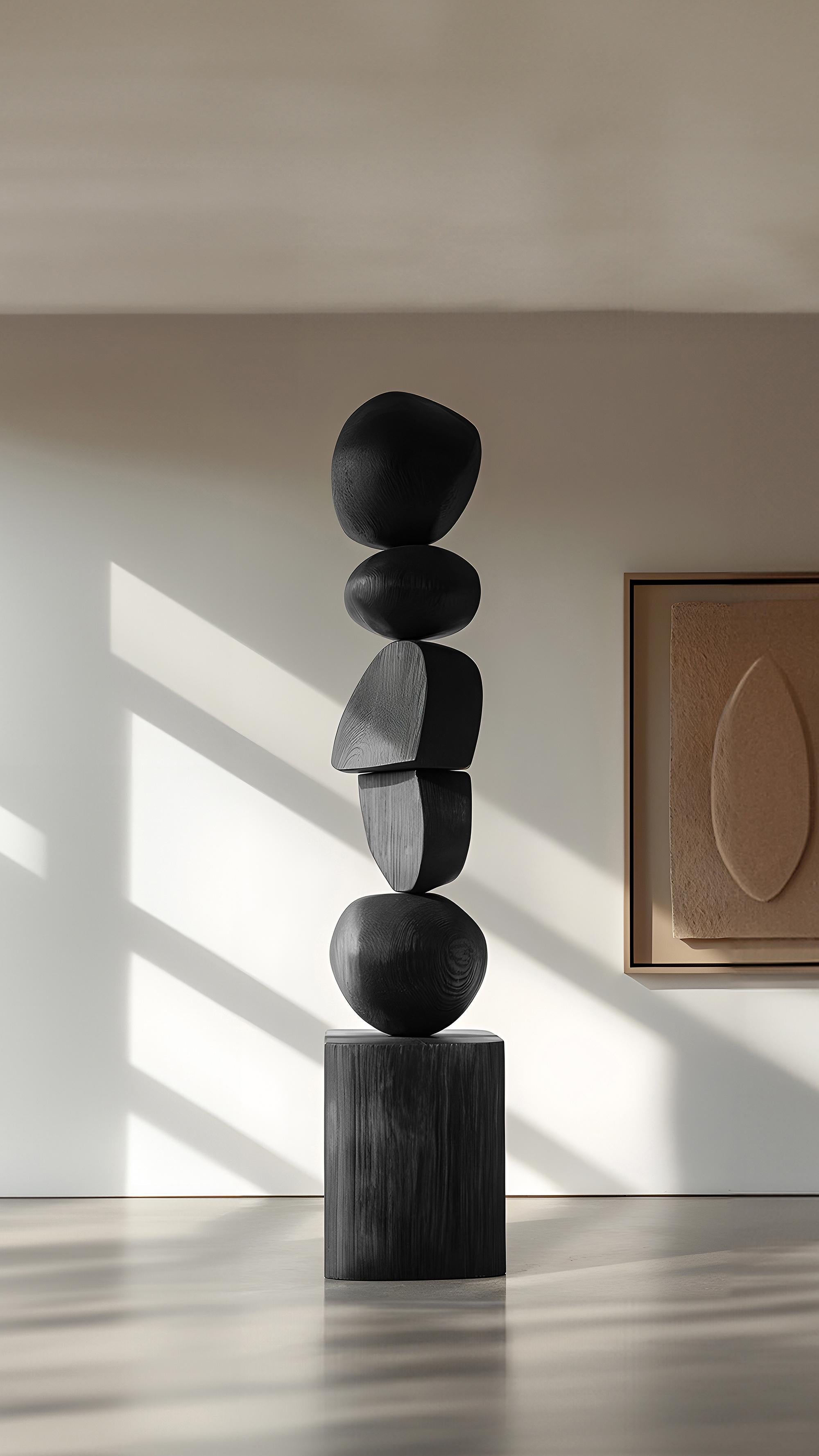 Contemporary Biomorphic Elegance, Black Solid Wood by NONO, Still Stand No83 For Sale