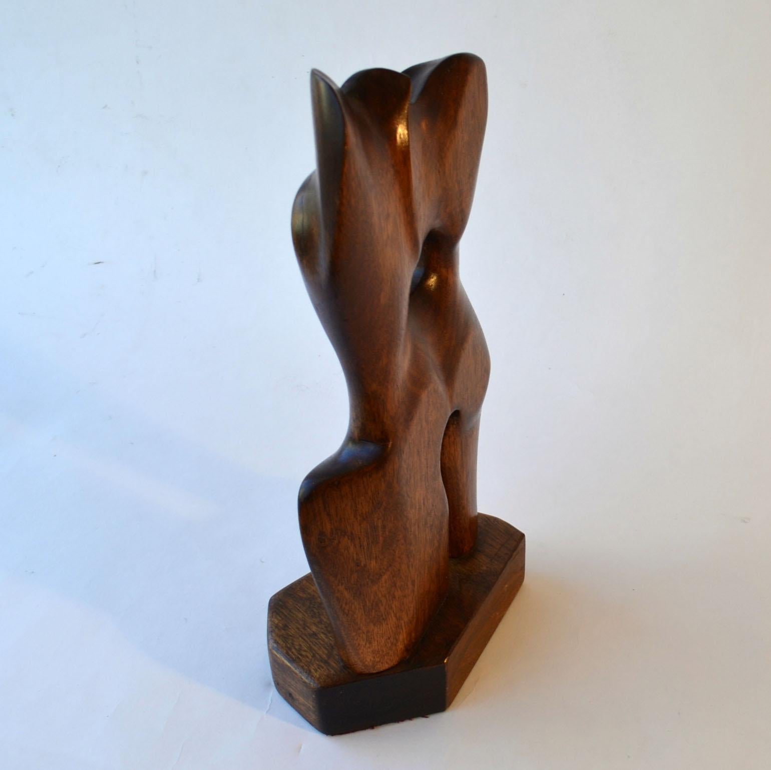 Biomorphic Female Torso Sculpture Hand Carved in Mahogany In Excellent Condition In London, GB