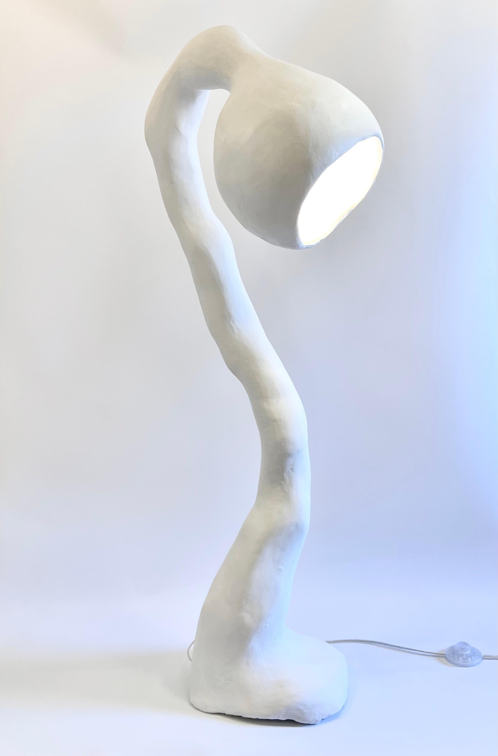 Biomorphic Floor Lamp N.4 by Studio Chora, Standing Light, White Stone, In Stock For Sale 3