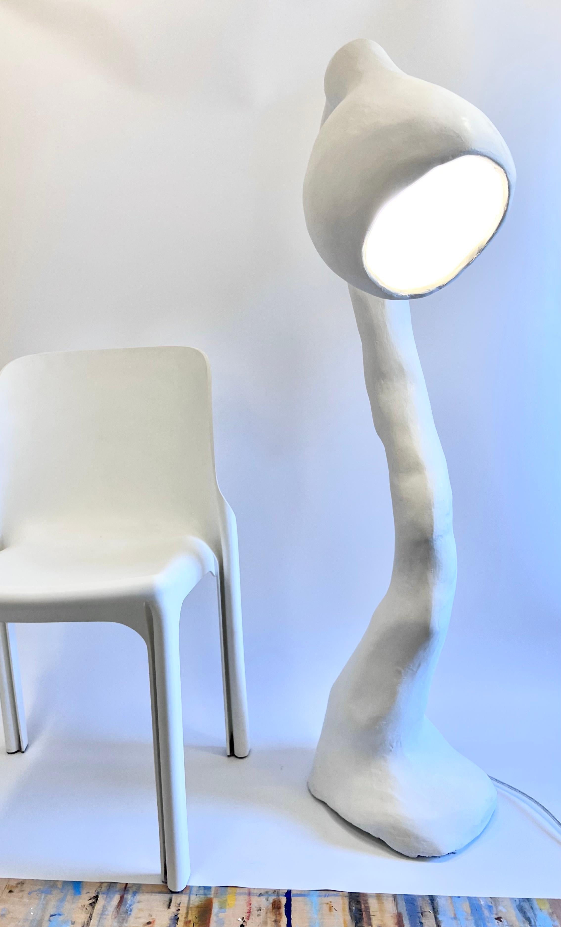Biomorphic Floor Lamp N.4 by Studio Chora, Standing Light, White Stone, In Stock For Sale 2