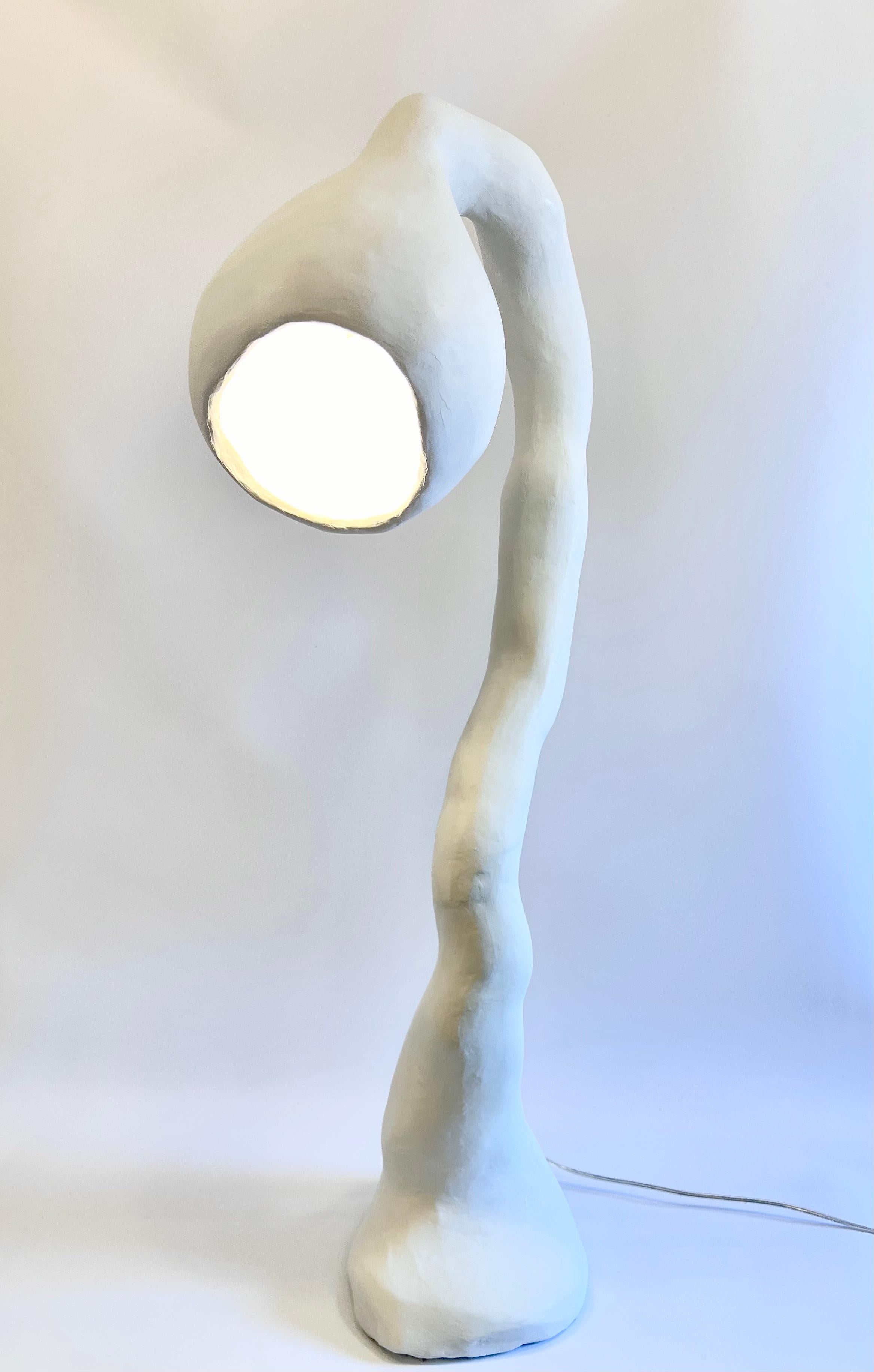 Biomorphic Floor Lamp N.4 by Studio Chora, Standing Light, White Stone, In Stock For Sale 1