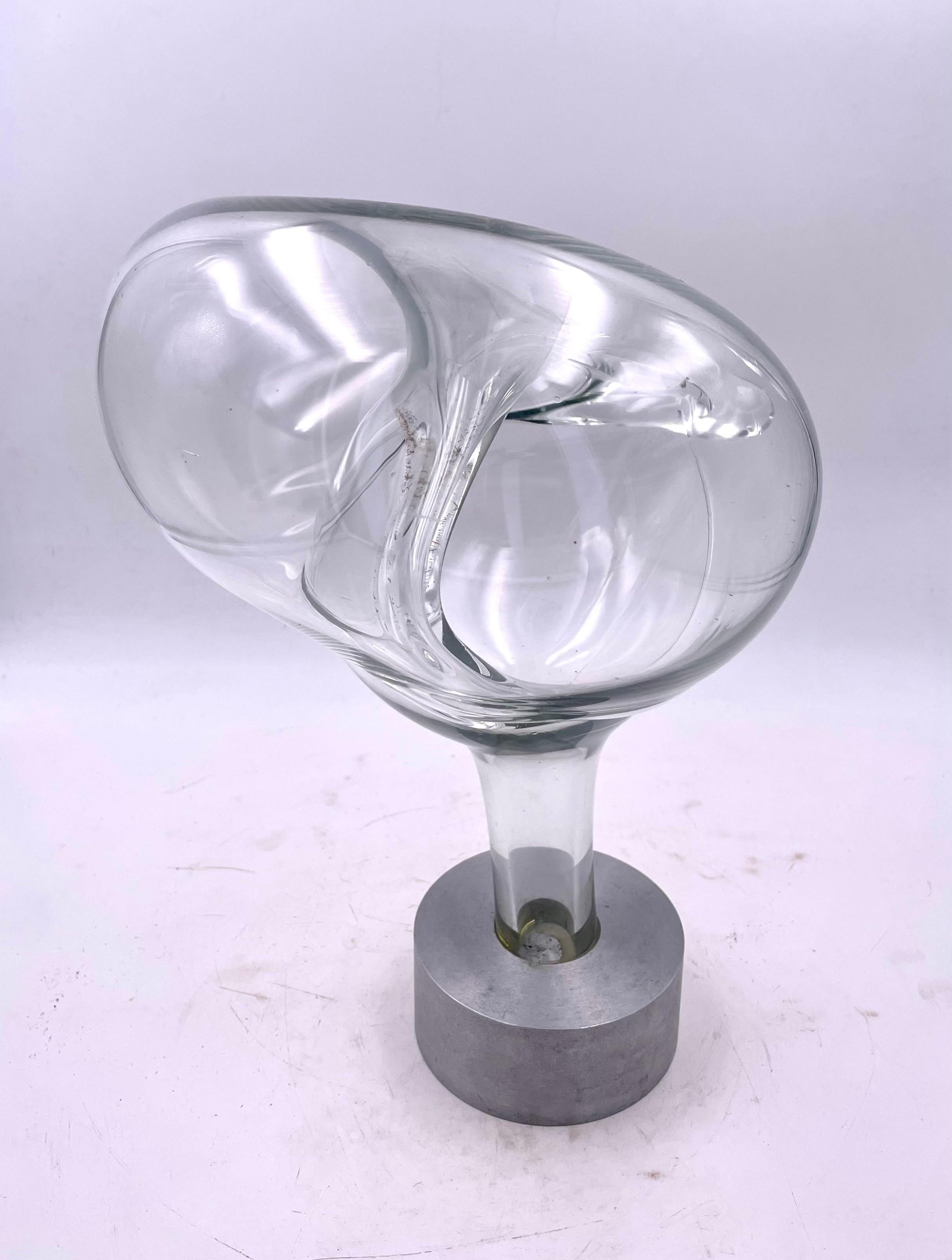 Mid-Century Modern  Biomorphic Glass & Aluminium Sculpture by John Bingham signed & Dated 1976 For Sale