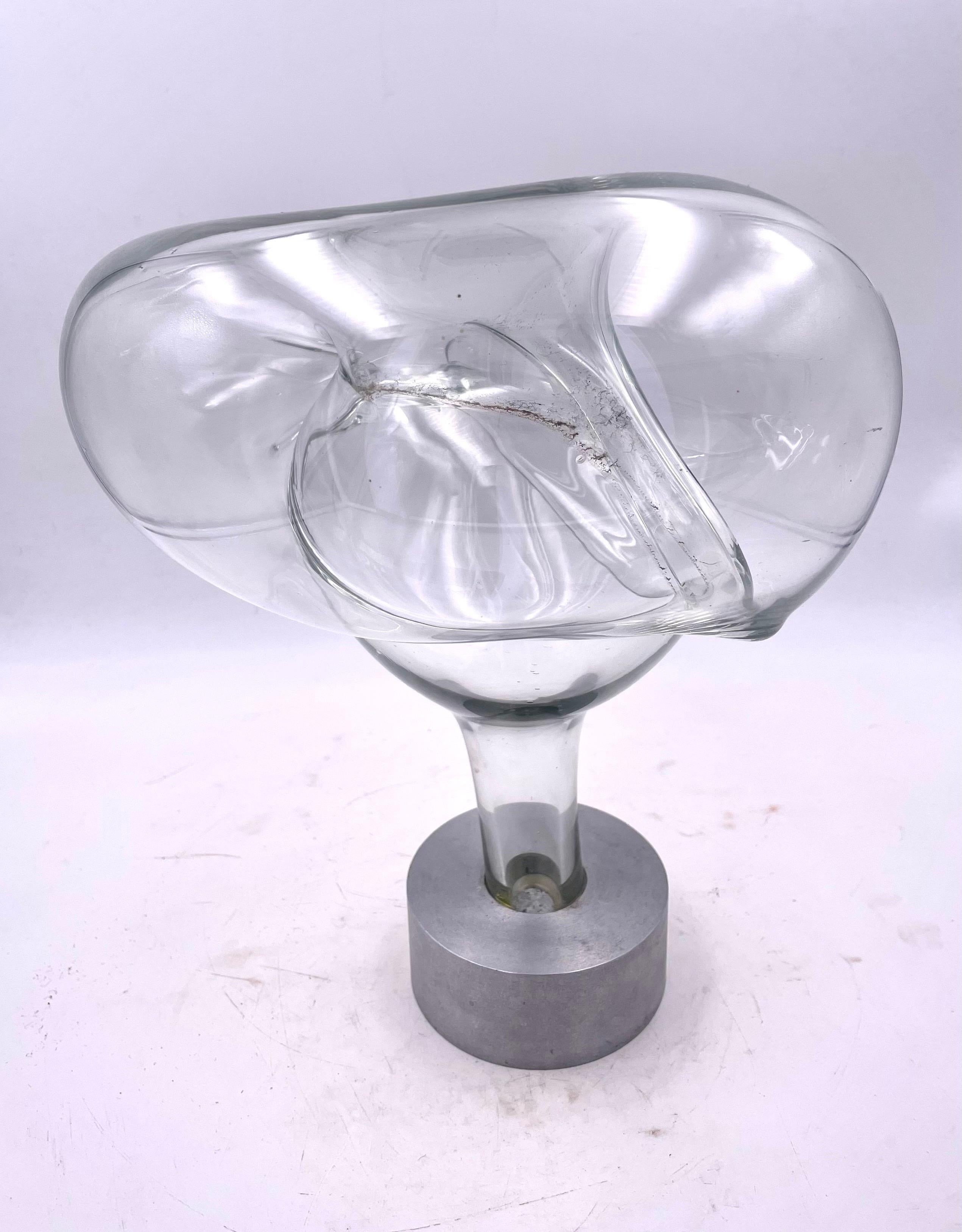 American  Biomorphic Glass & Aluminium Sculpture by John Bingham signed & Dated 1976 For Sale