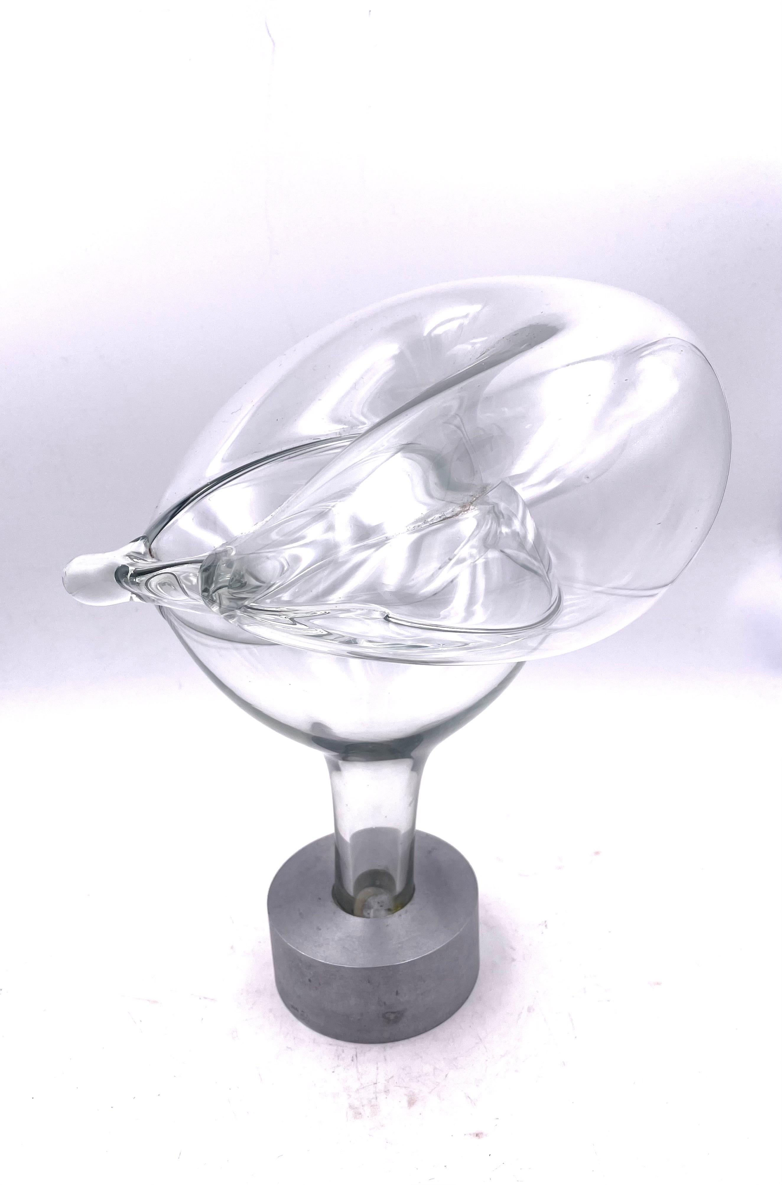  Biomorphic Glass & Aluminium Sculpture by John Bingham signed & Dated 1976 In Excellent Condition For Sale In San Diego, CA