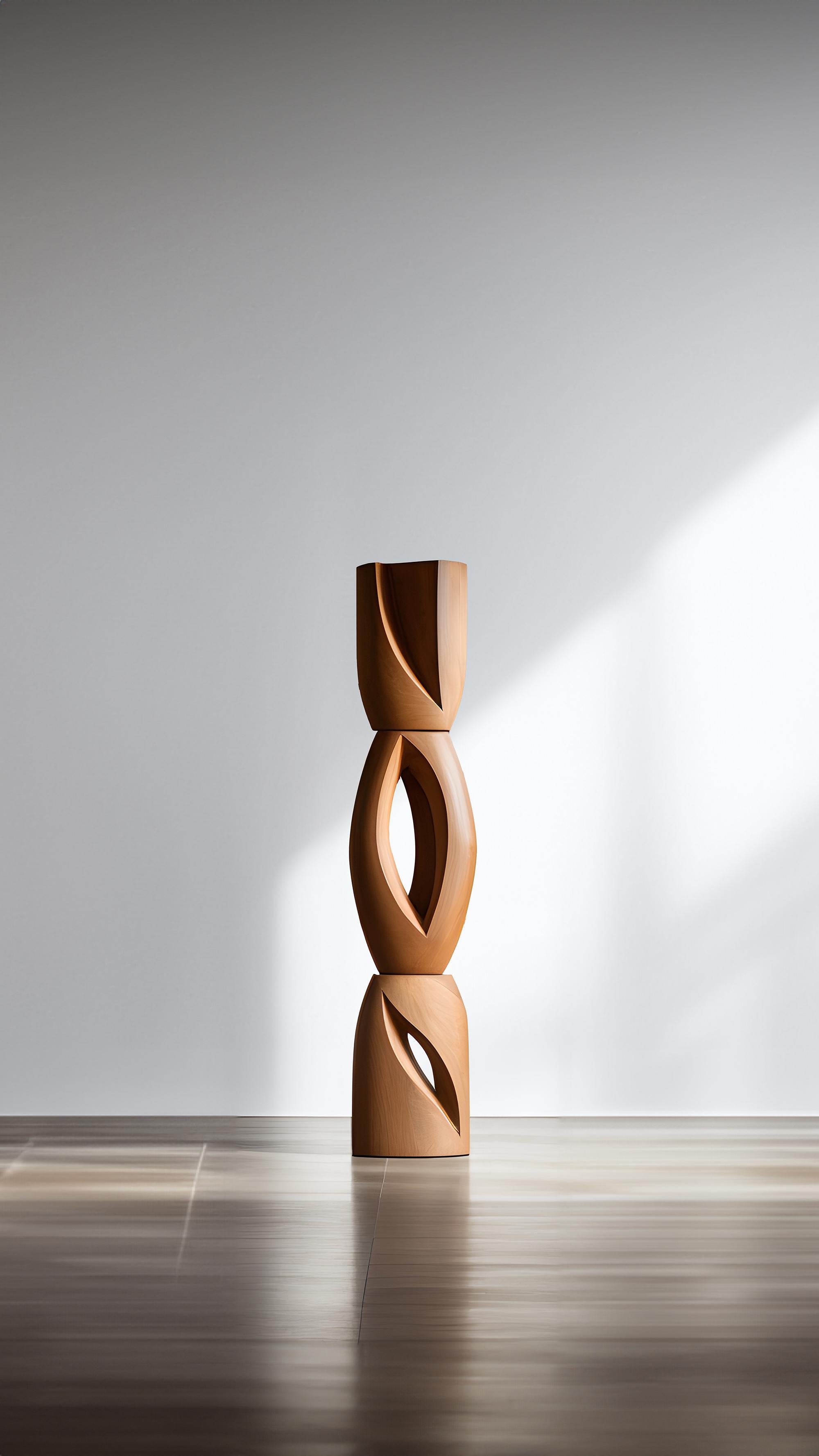 Mexican Biomorphic Grace: Carved Oak Totem Still Stand No51 by NONO, Escalona Art For Sale