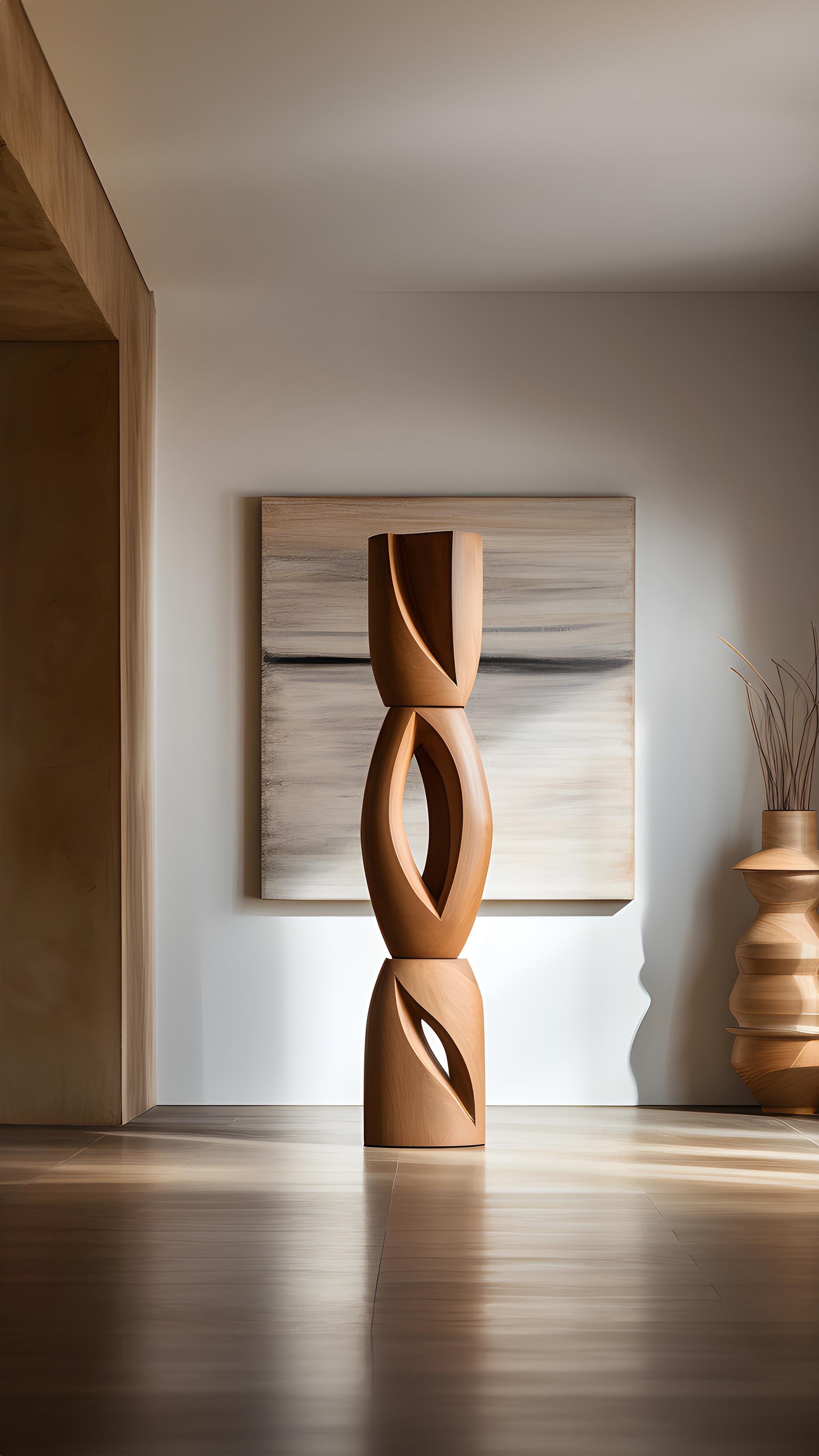Hand-Crafted Biomorphic Grace: Carved Oak Totem Still Stand No51 by NONO, Escalona Art For Sale