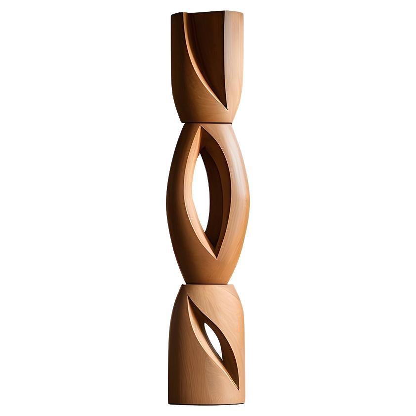 Biomorphic Grace: Carved Oak Totem Still Stand No51 by NONO, Escalona Art For Sale