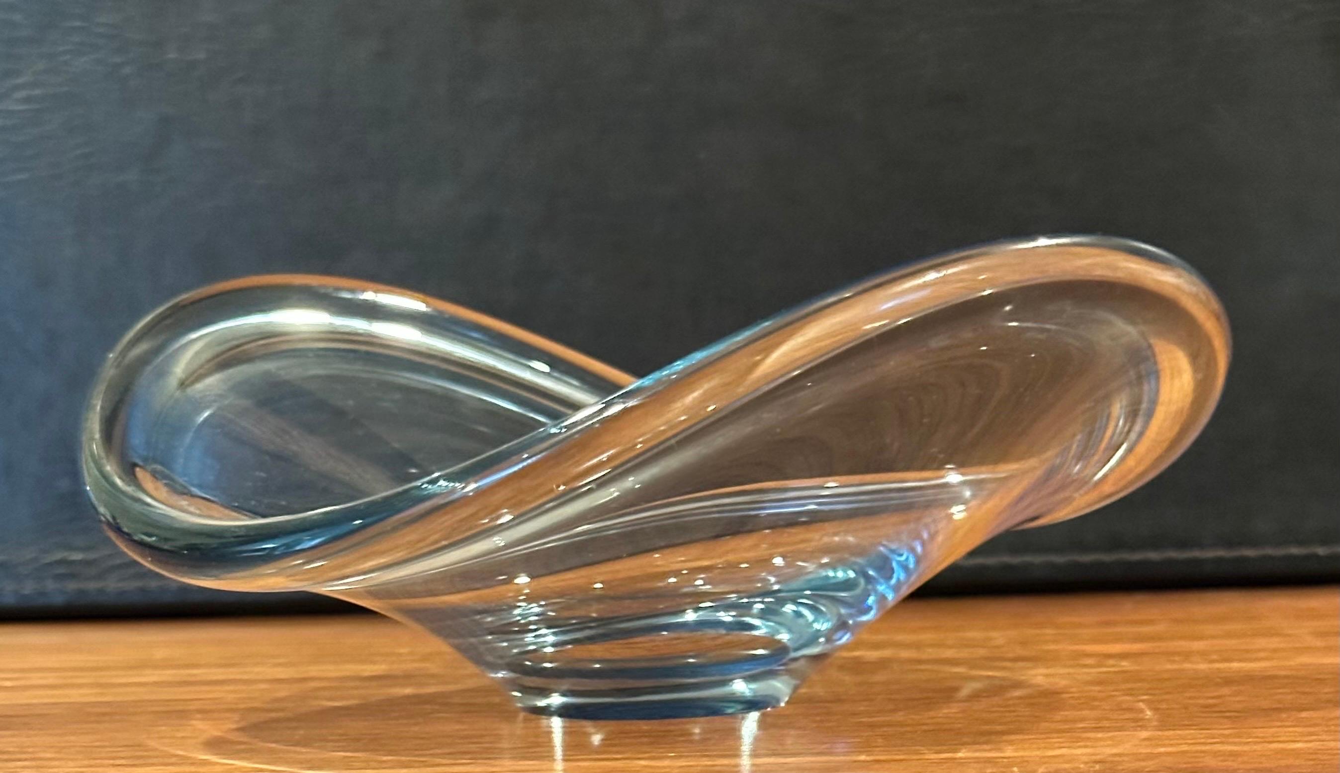 Biomorphic Hand Blown Clear Glass Bowl 