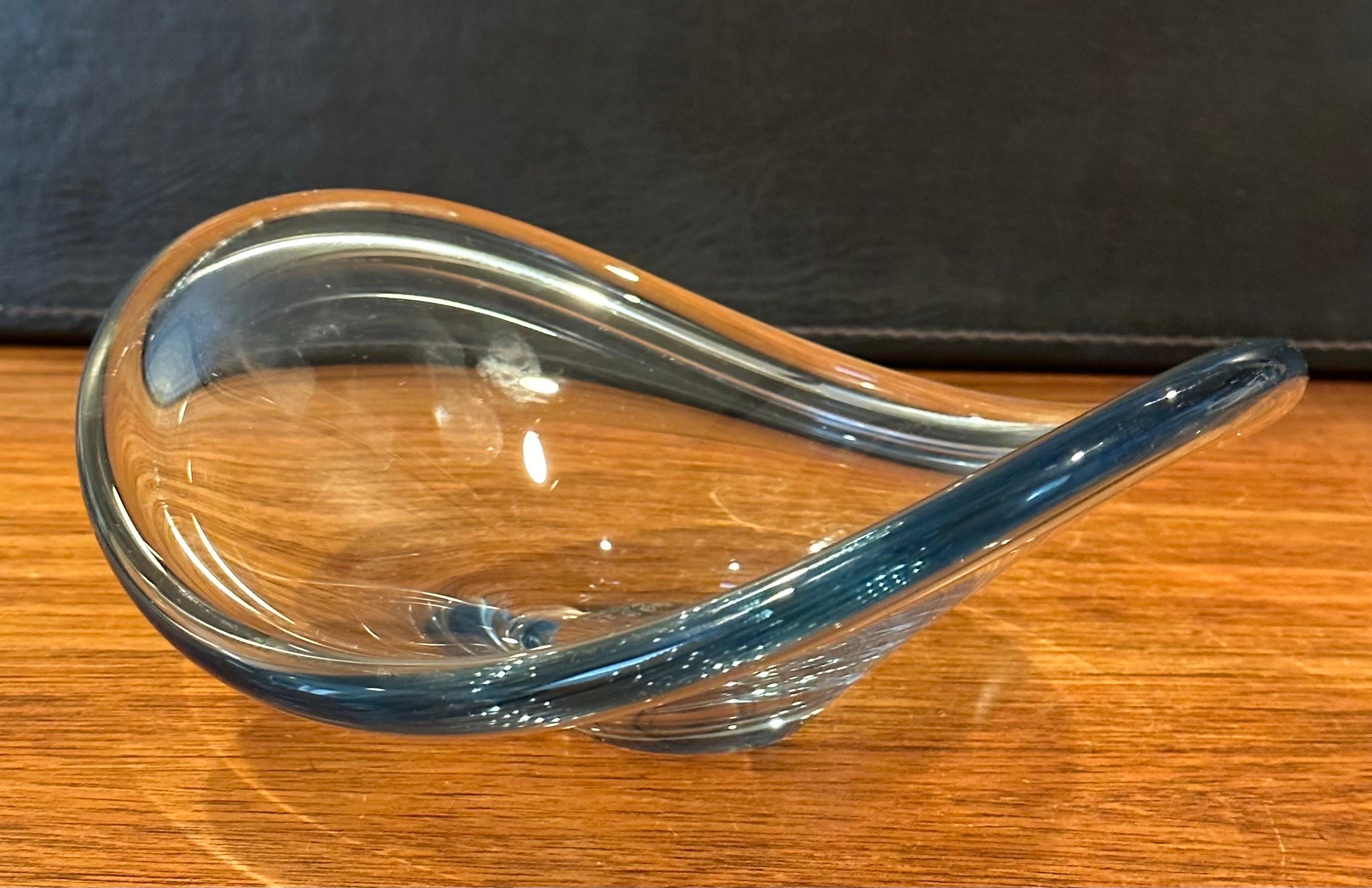 Danish Biomorphic Hand Blown Clear Glass Bowl 