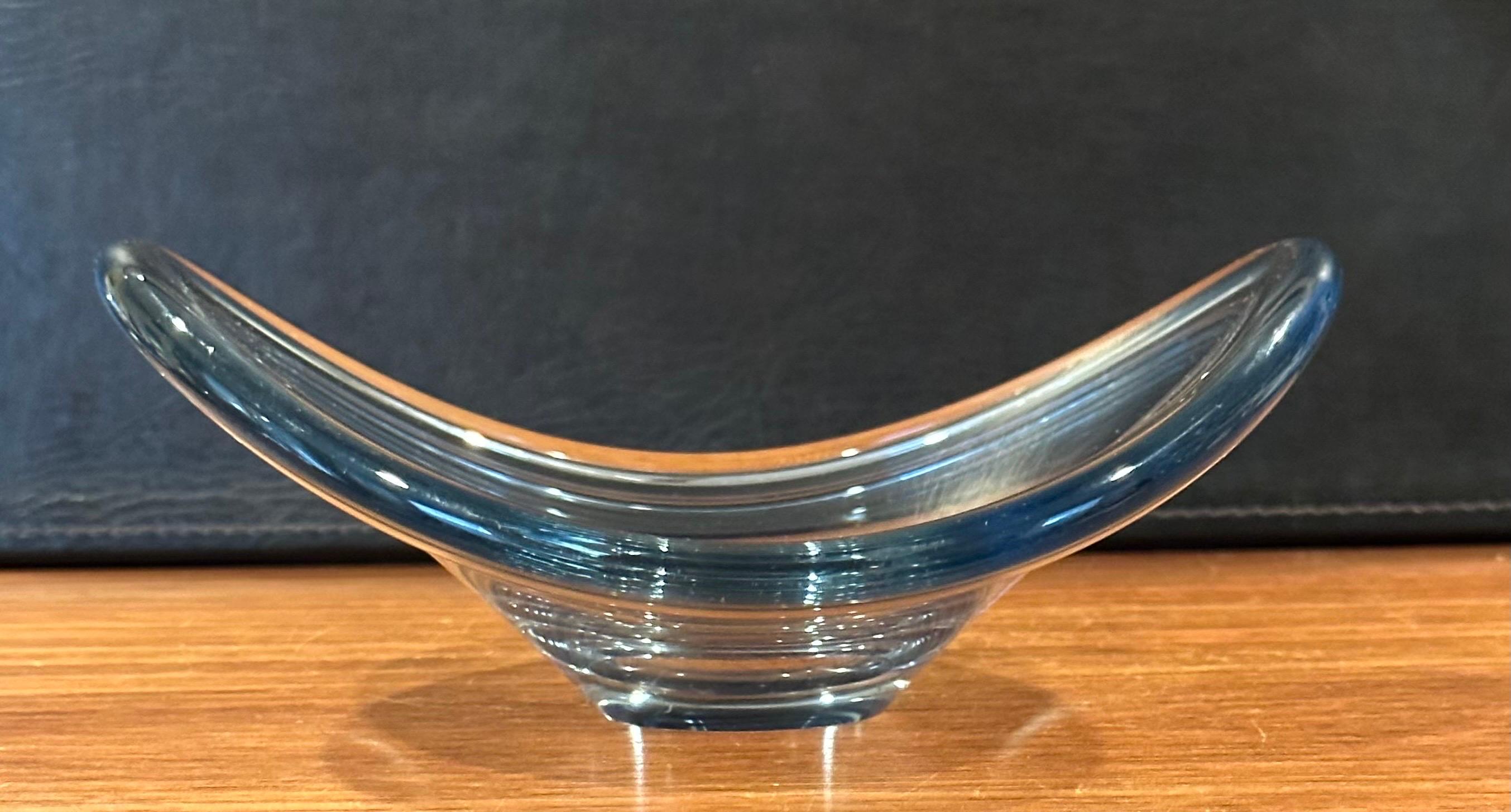 Biomorphic Hand Blown Clear Glass Bowl 
