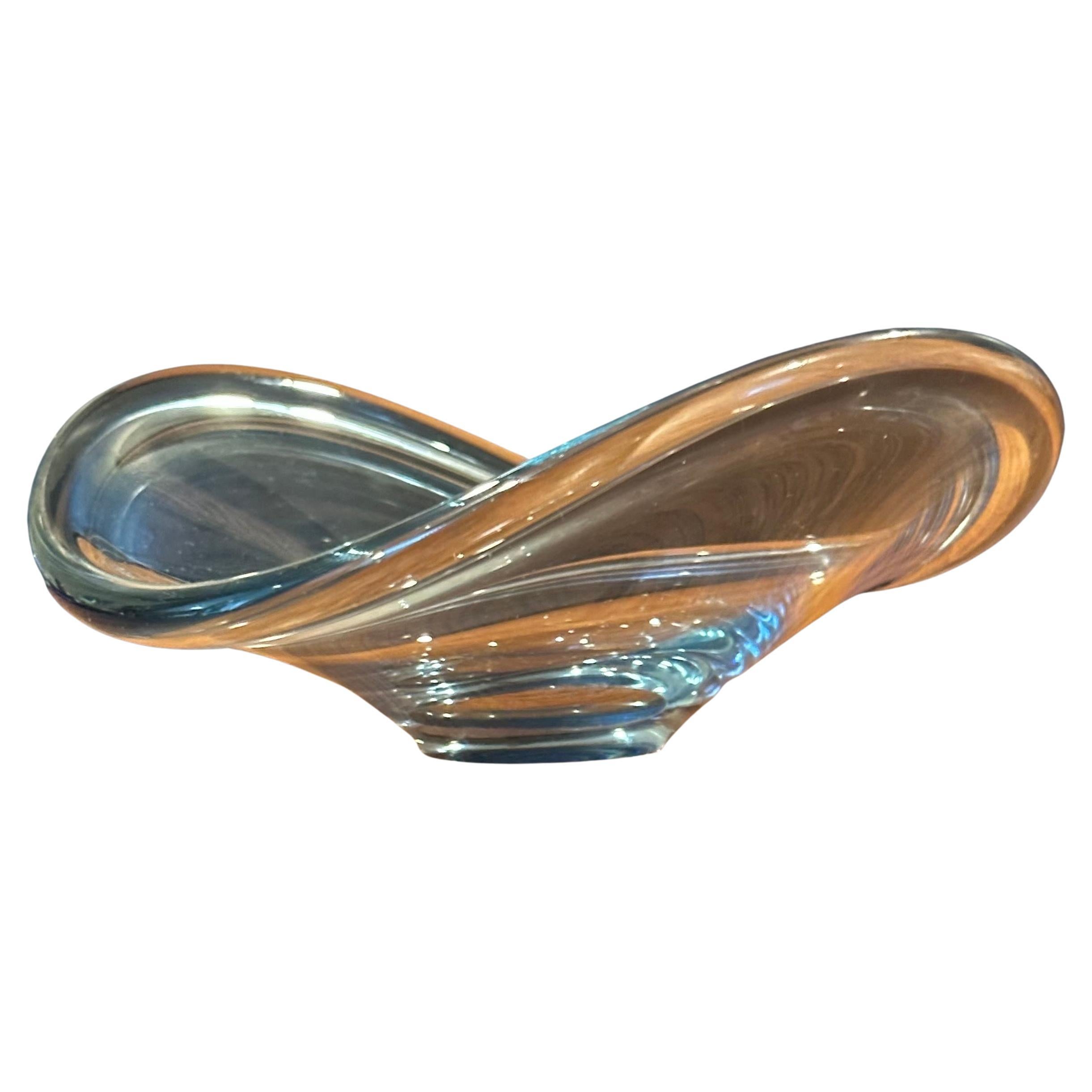 Biomorphic Hand Blown Clear Glass Bowl "Selandia" by Per Lutken for Holmegaard For Sale