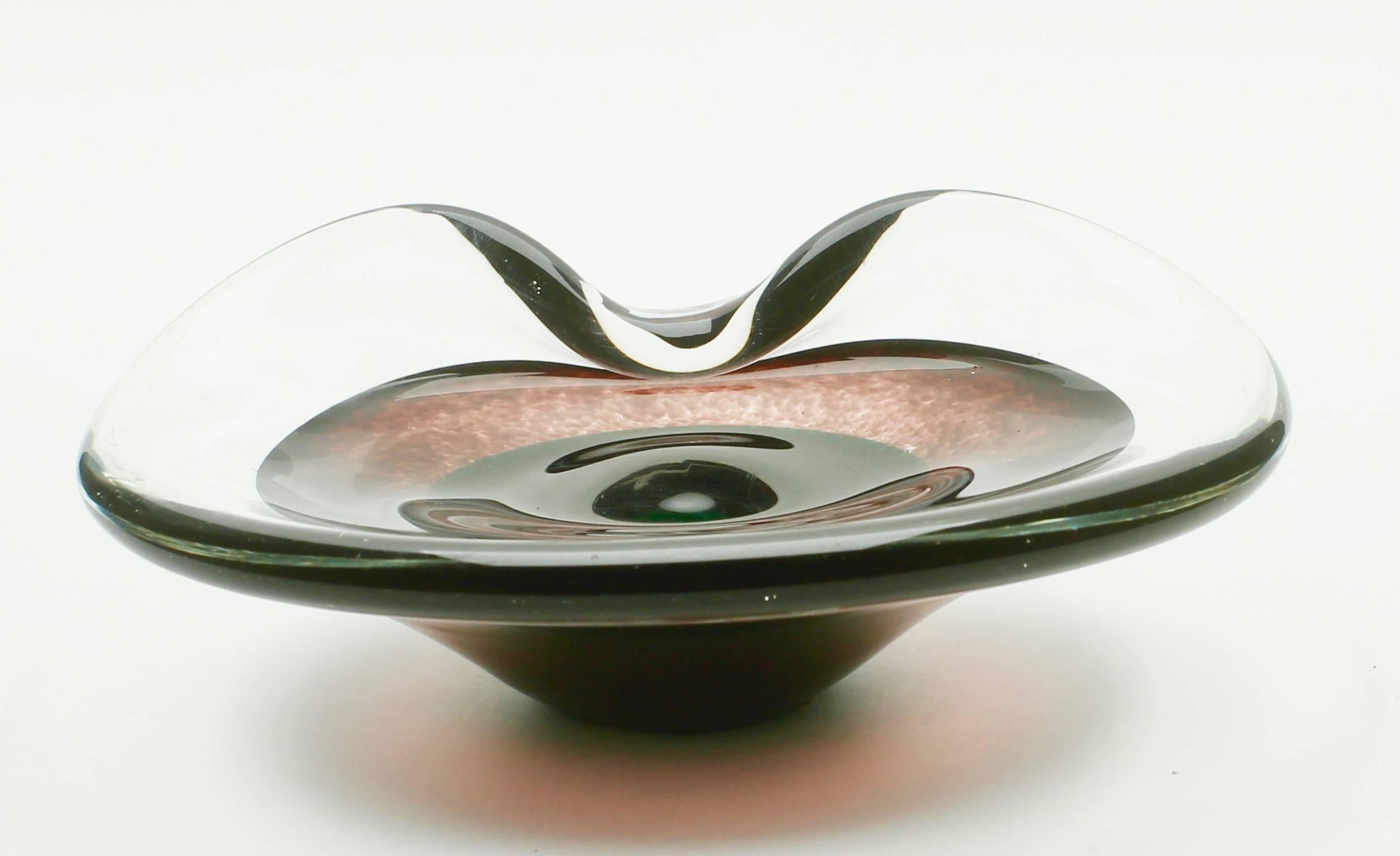 Danish Biomorphic Hand Blown Glass Bowl 
