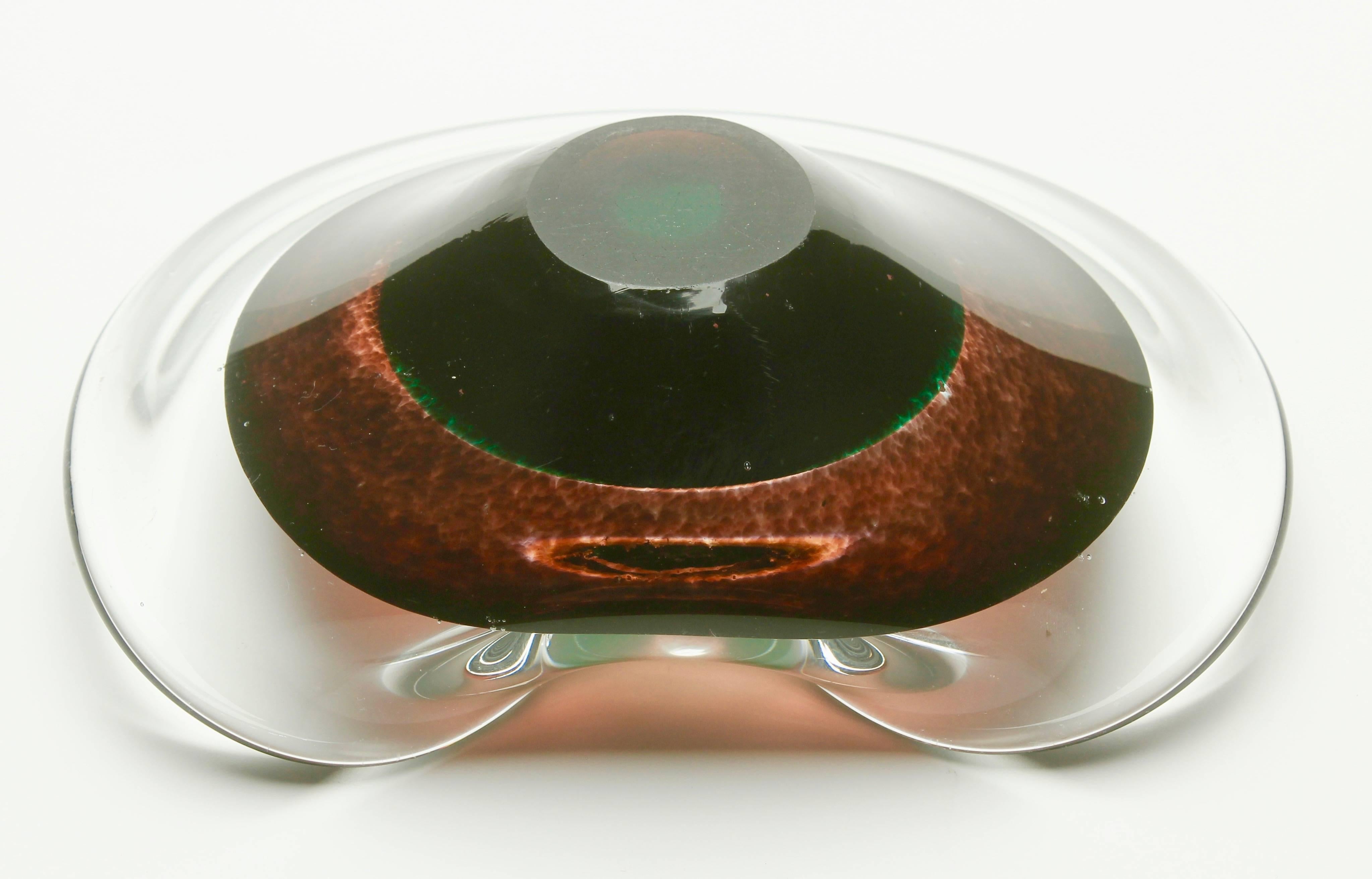Biomorphic Hand Blown Glass Bowl 