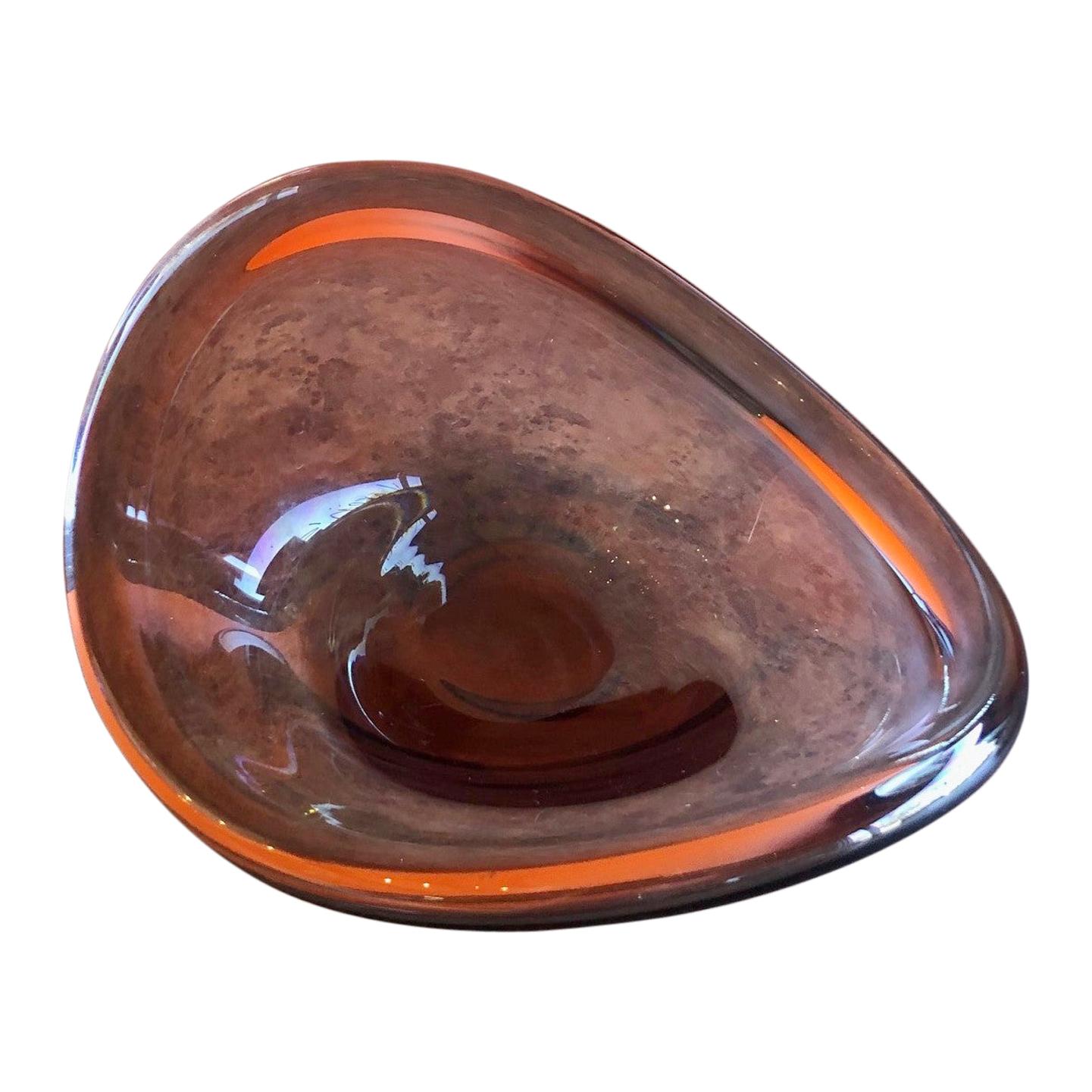 Biomorphic Hand Blown Glass Bowl "Selandia" by Per Lutken for Holmegaard