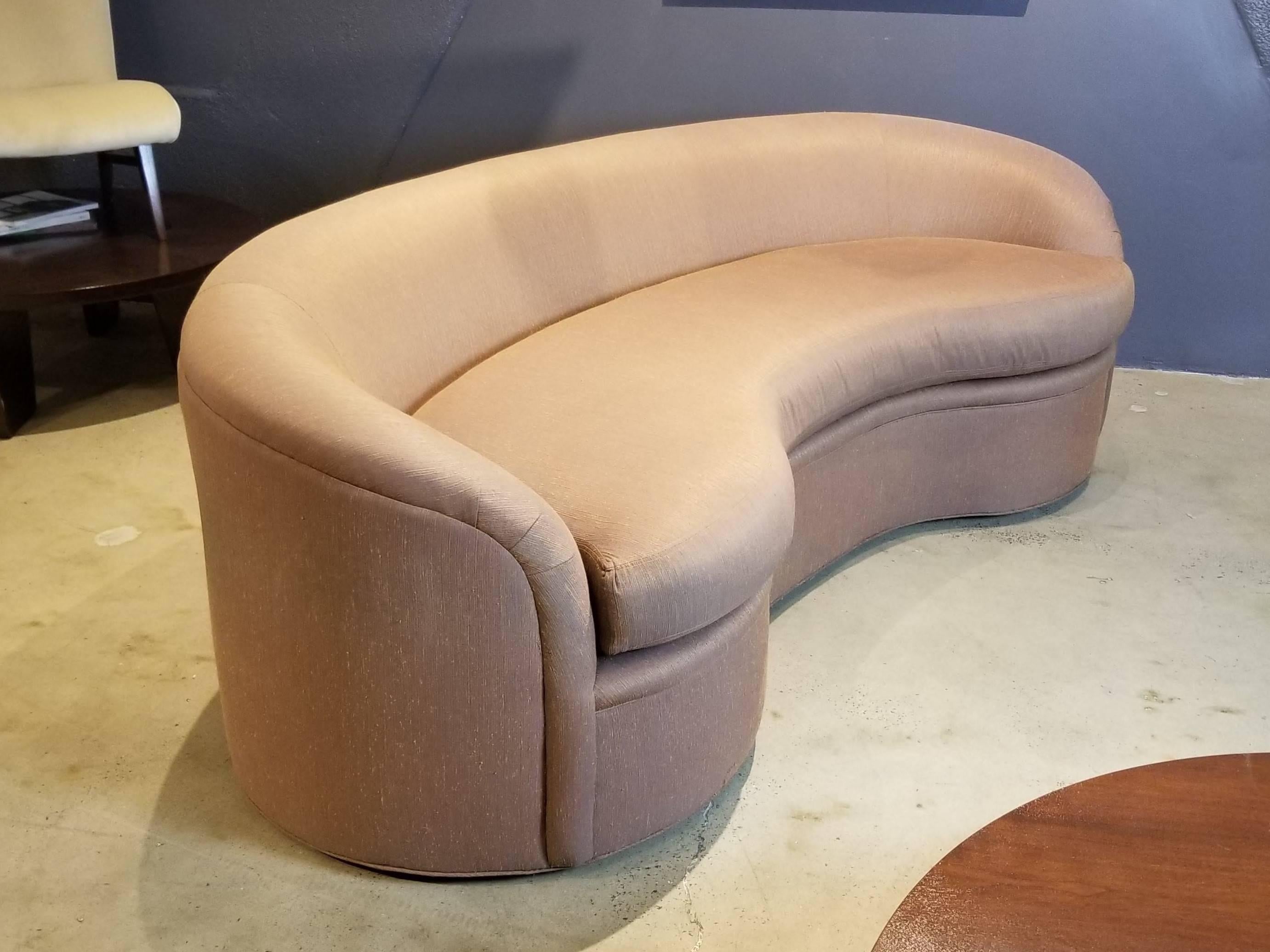 Mid-Century Modern Biomorphic Kidney Form Sofa by Directional Furniture