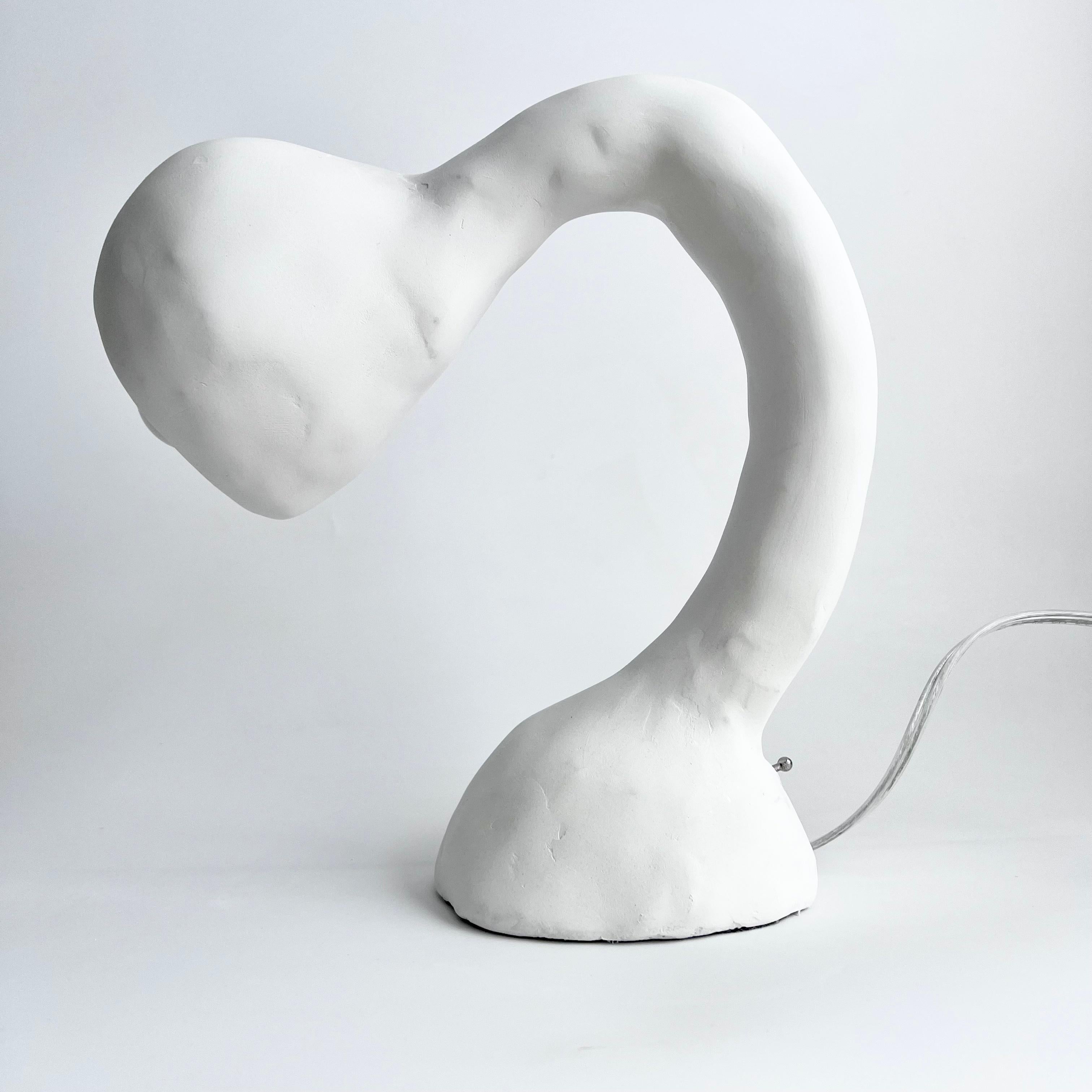 Contemporary Biomorphic Light by Studio Chora, Table Lamp, White Limestone, In Stock