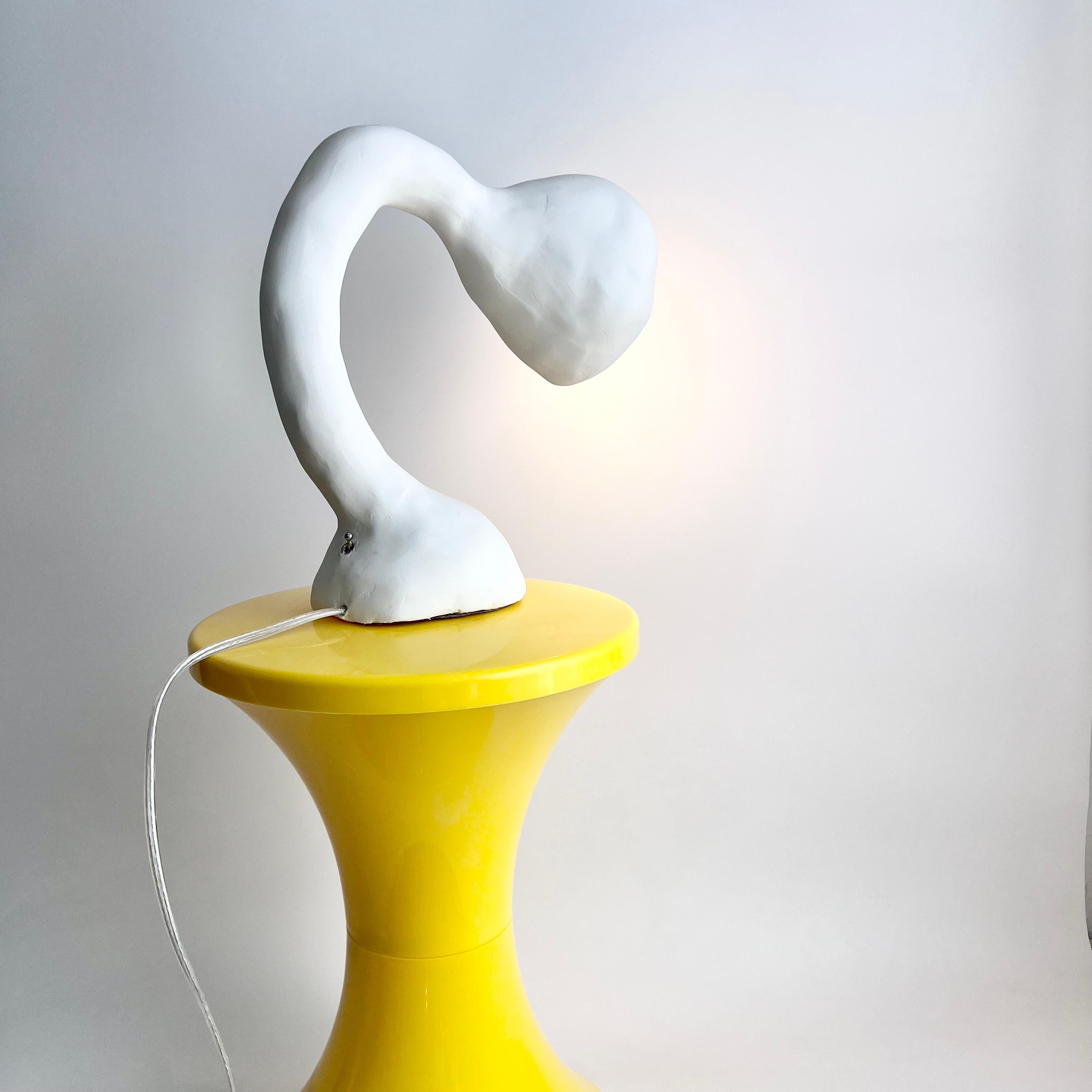 Plaster Biomorphic Light by Studio Chora, Table Lamp, White Limestone, In Stock