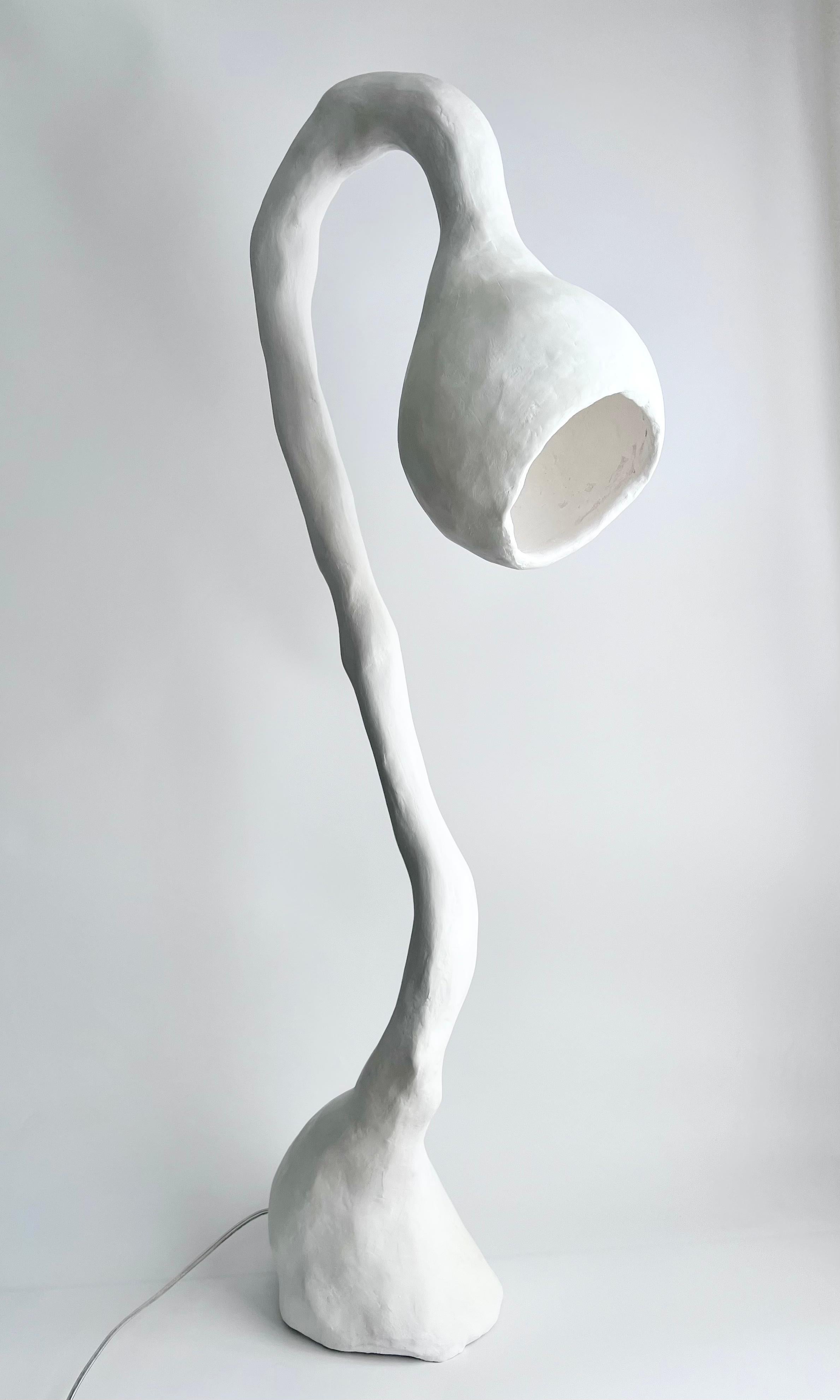 Organic Modern Biomorphic Light by Studio Chora, Standing Lamp, White Limestone, Made-to-order For Sale