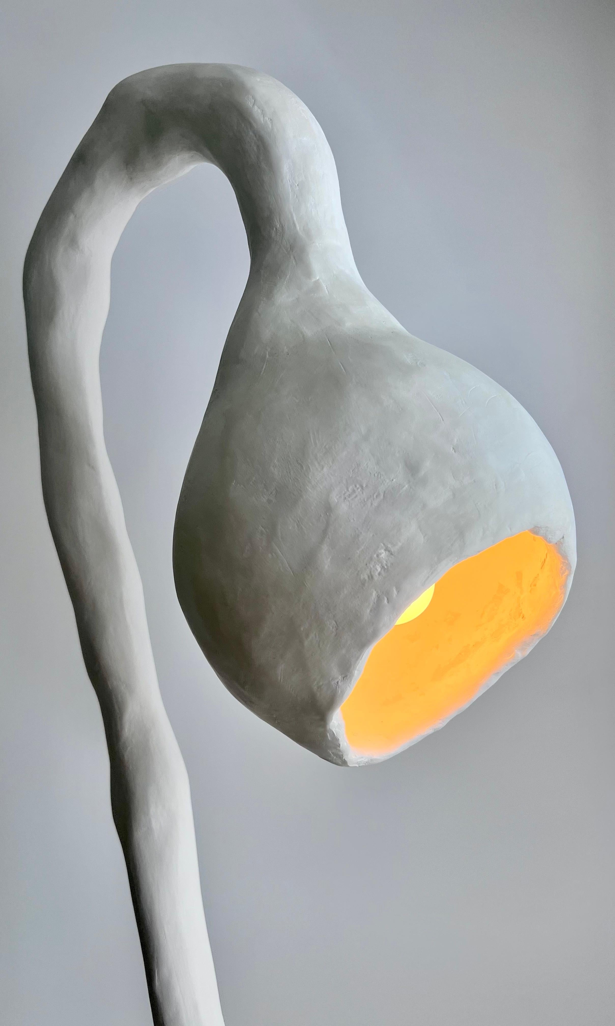 Plaster Biomorphic Light by Studio Chora, Standing Lamp, White Limestone, Made-to-order For Sale